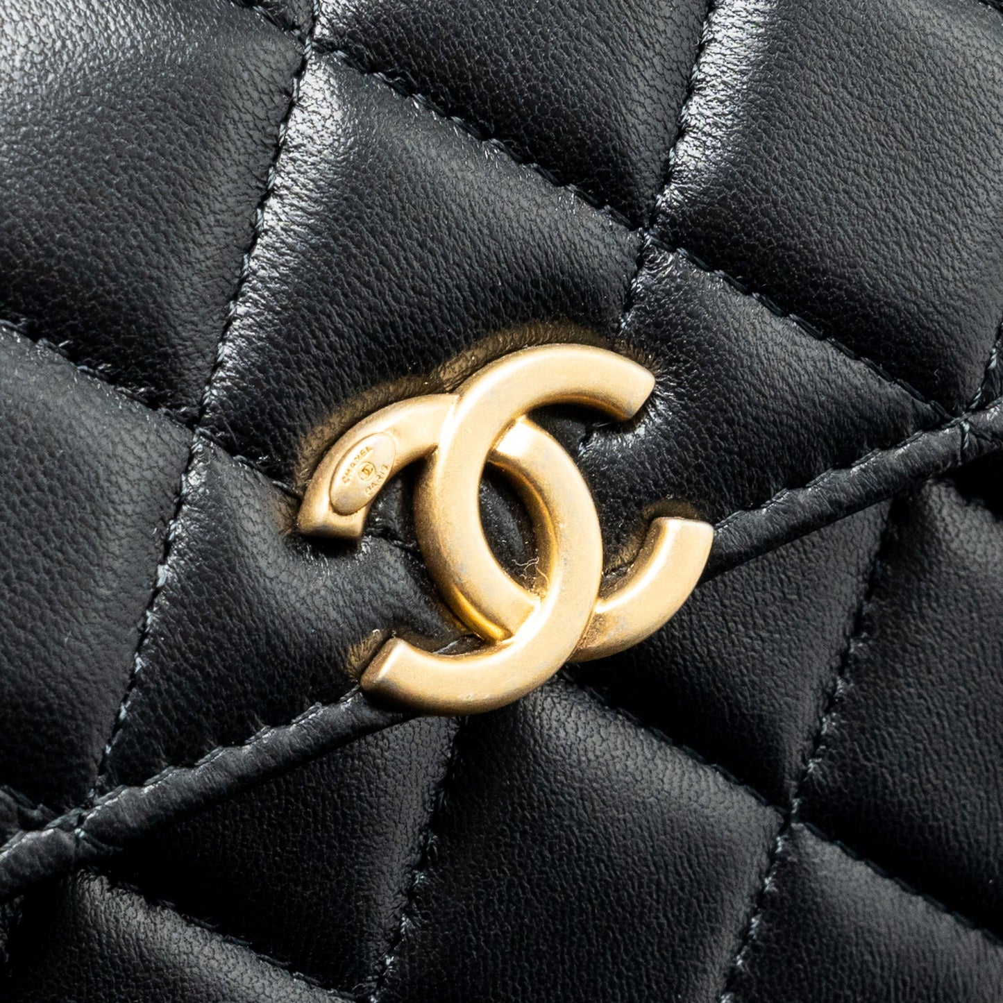 Chanel 22b Enamel Top Handle Flap Bag Lambskin Black  (Microchip)