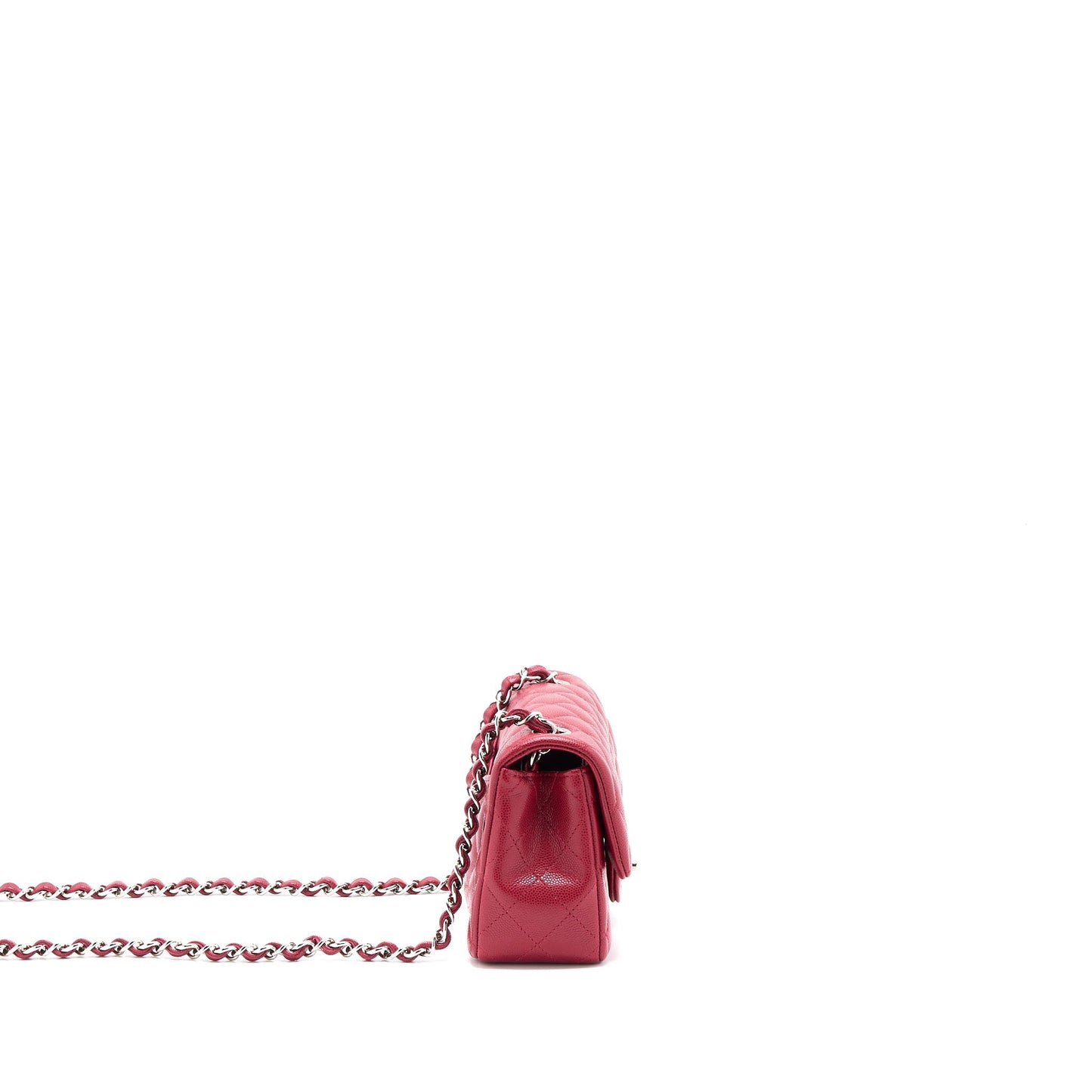Chanel 18B Classic Mini Rectangular Flap Bag Caviar Dark Pink