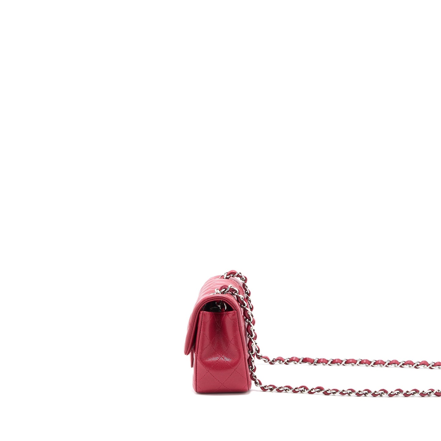 Chanel 18B Classic Mini Rectangular Flap Bag Caviar Dark Pink