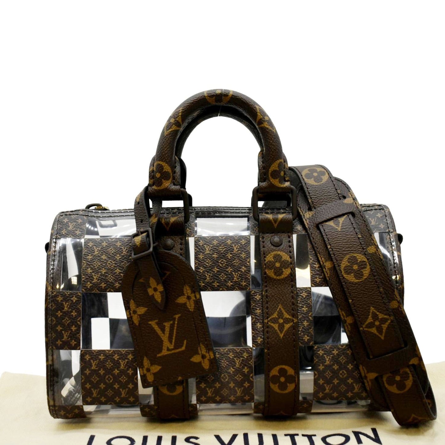 LOUIS VUITTON Chess Keepall  25 Monogram Canvas Satchel Bag Brown