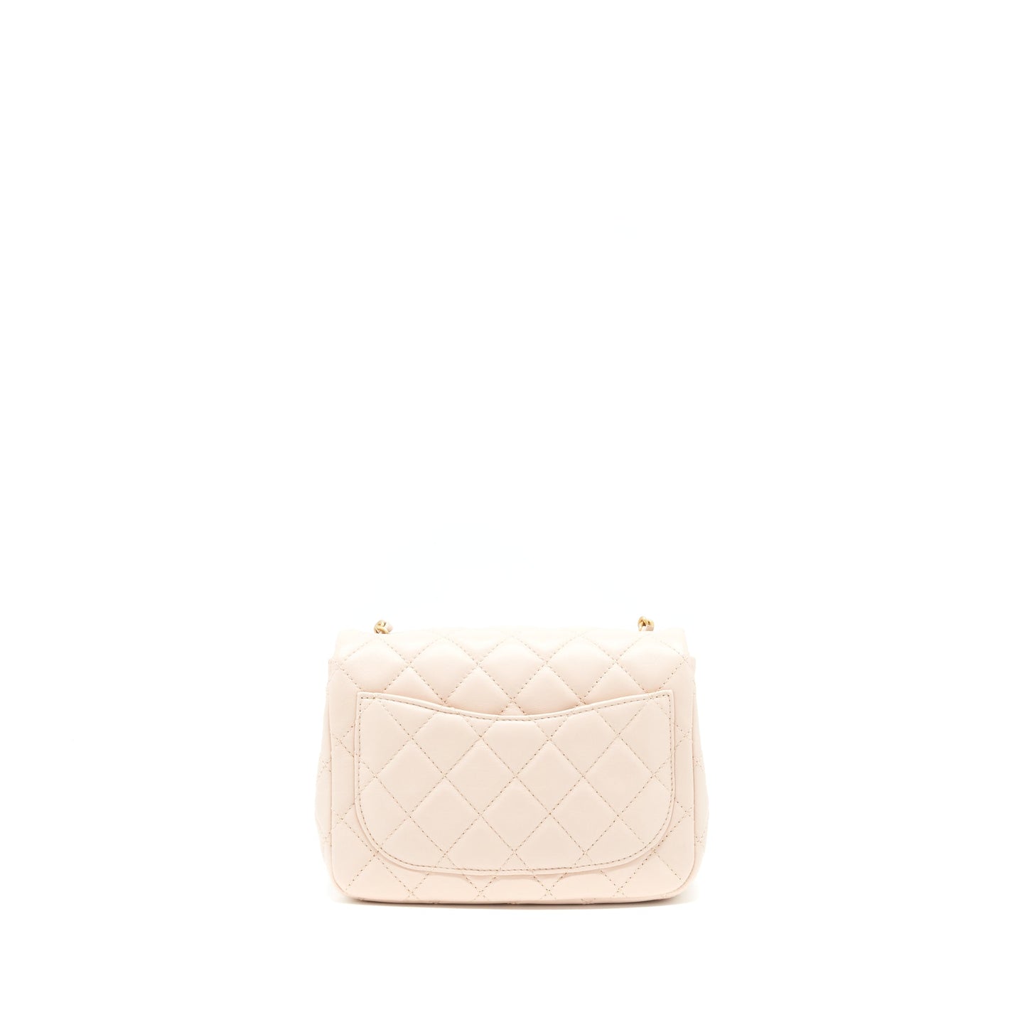 Chanel 22C Pearl Crush Mini Square Flap Bag Lambskin Light Pink