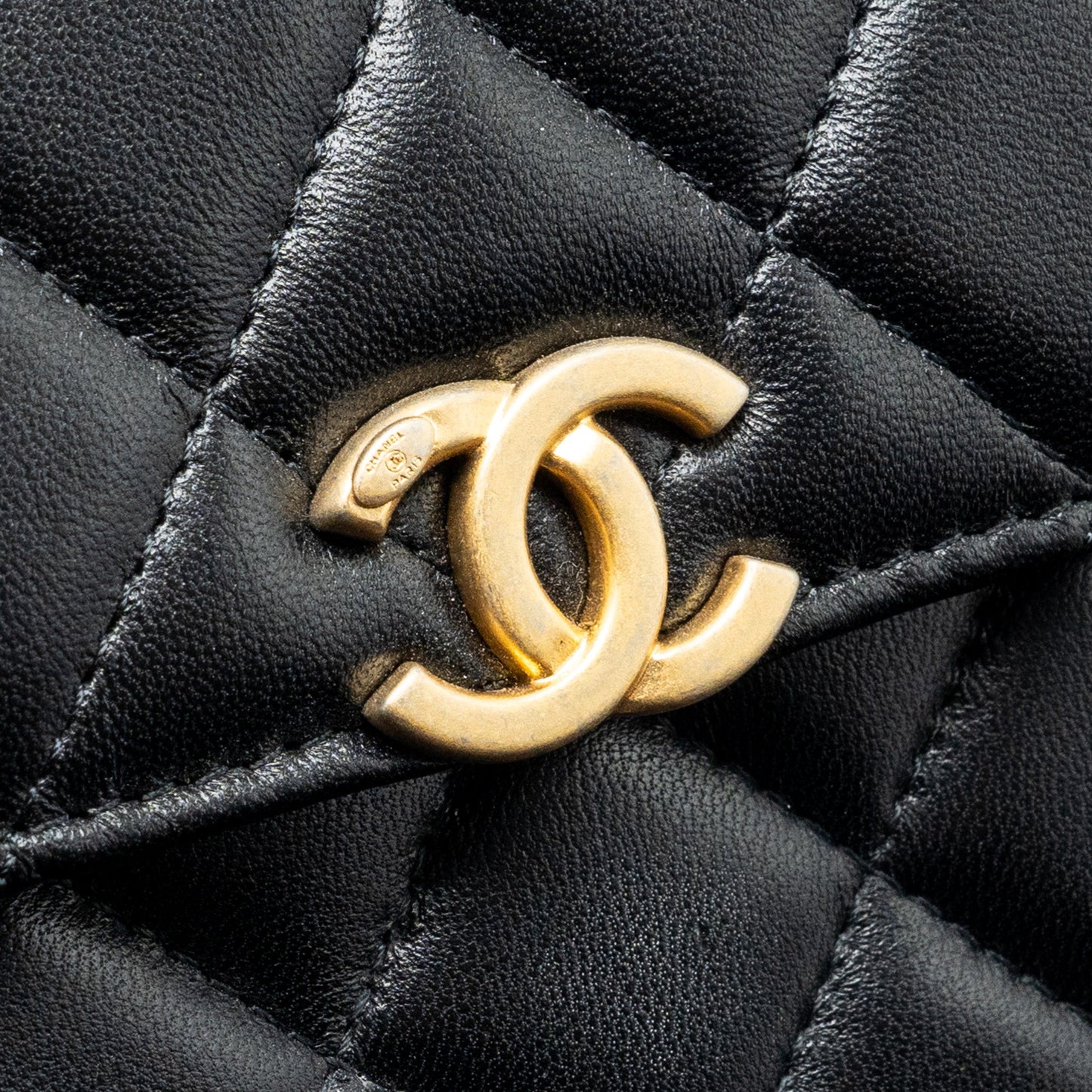 Chanel 22B Enamel Top handle Mini Flap Bag Lambskin Black  (Microchip)