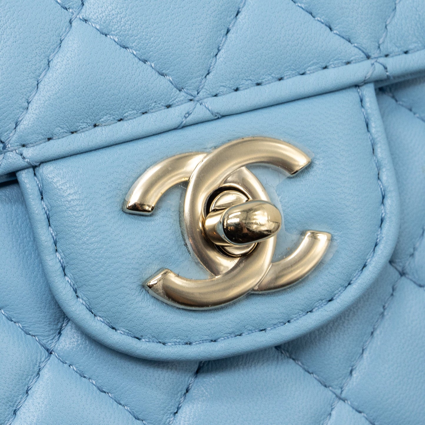 Chanel Heart Bag Lambskin Light Blue L (microchip)