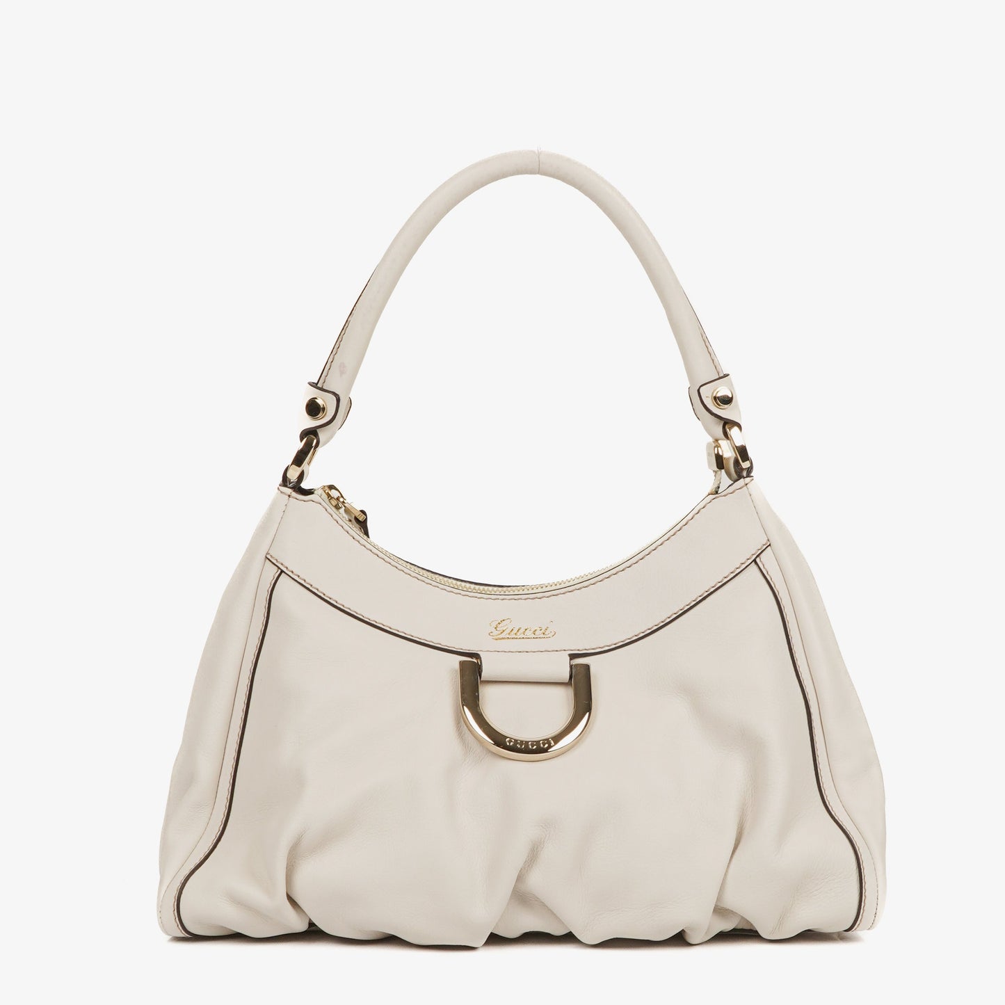 Gucci GG White Leather Abbey D-Ring Bag