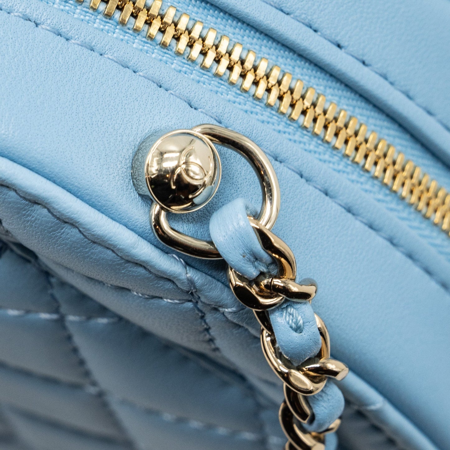 Chanel Heart Bag Lambskin Light Blue L (microchip)