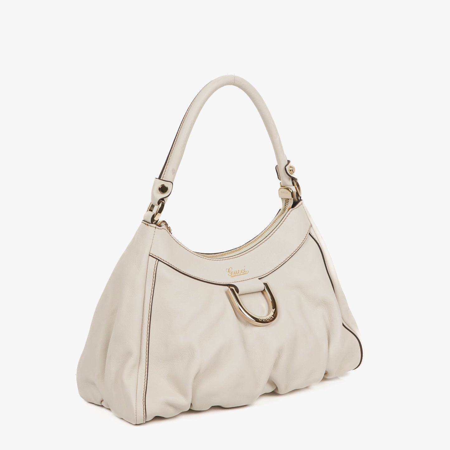 Gucci GG White Leather Abbey D-Ring Bag
