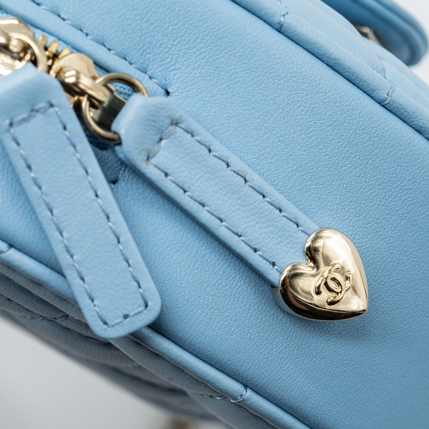 Chanel Heart Bag Lambskin Light Blue L (microchip)