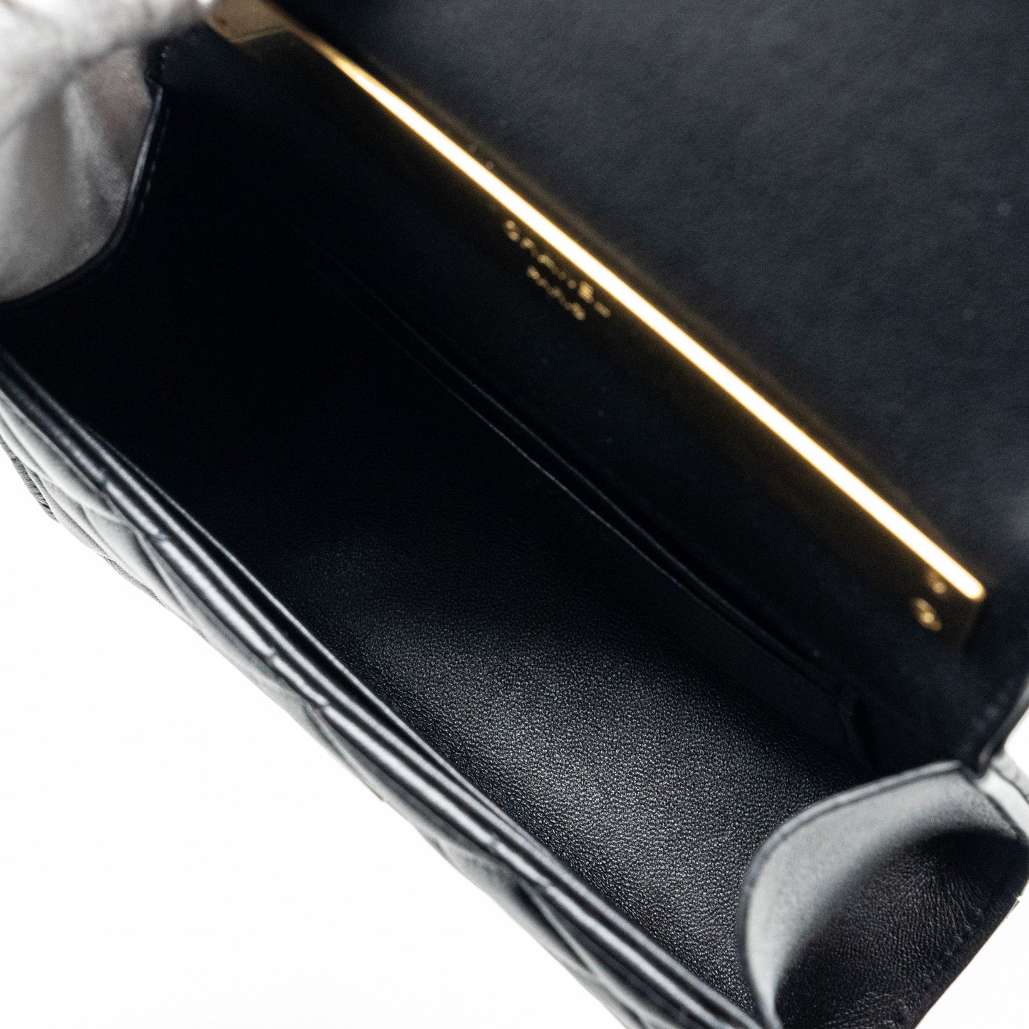 Chanel 22B Enamel Top handle Mini Flap Bag Lambskin Black  (Microchip)