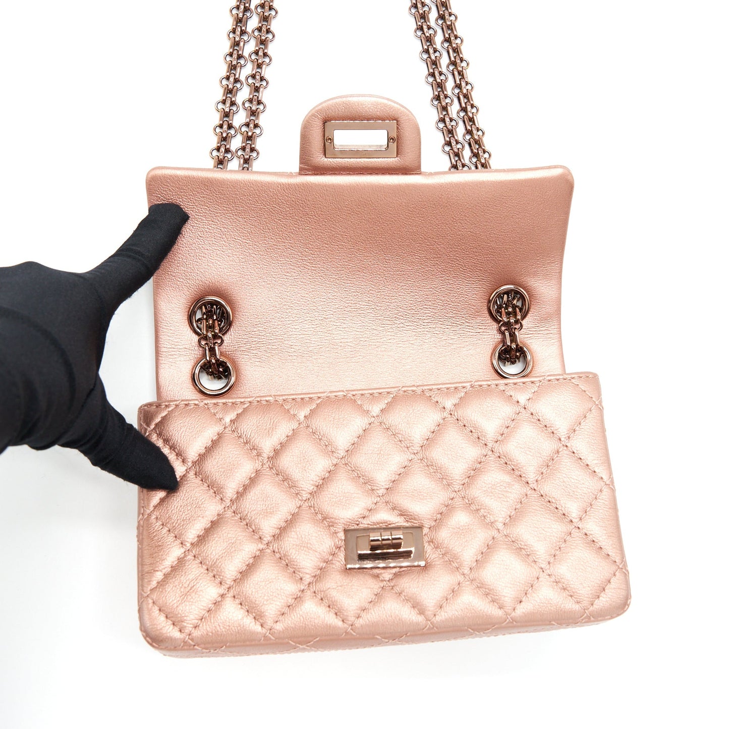 Chanel Mini 2.55 Reissue Flap Bag Calfskin Metallic Pink