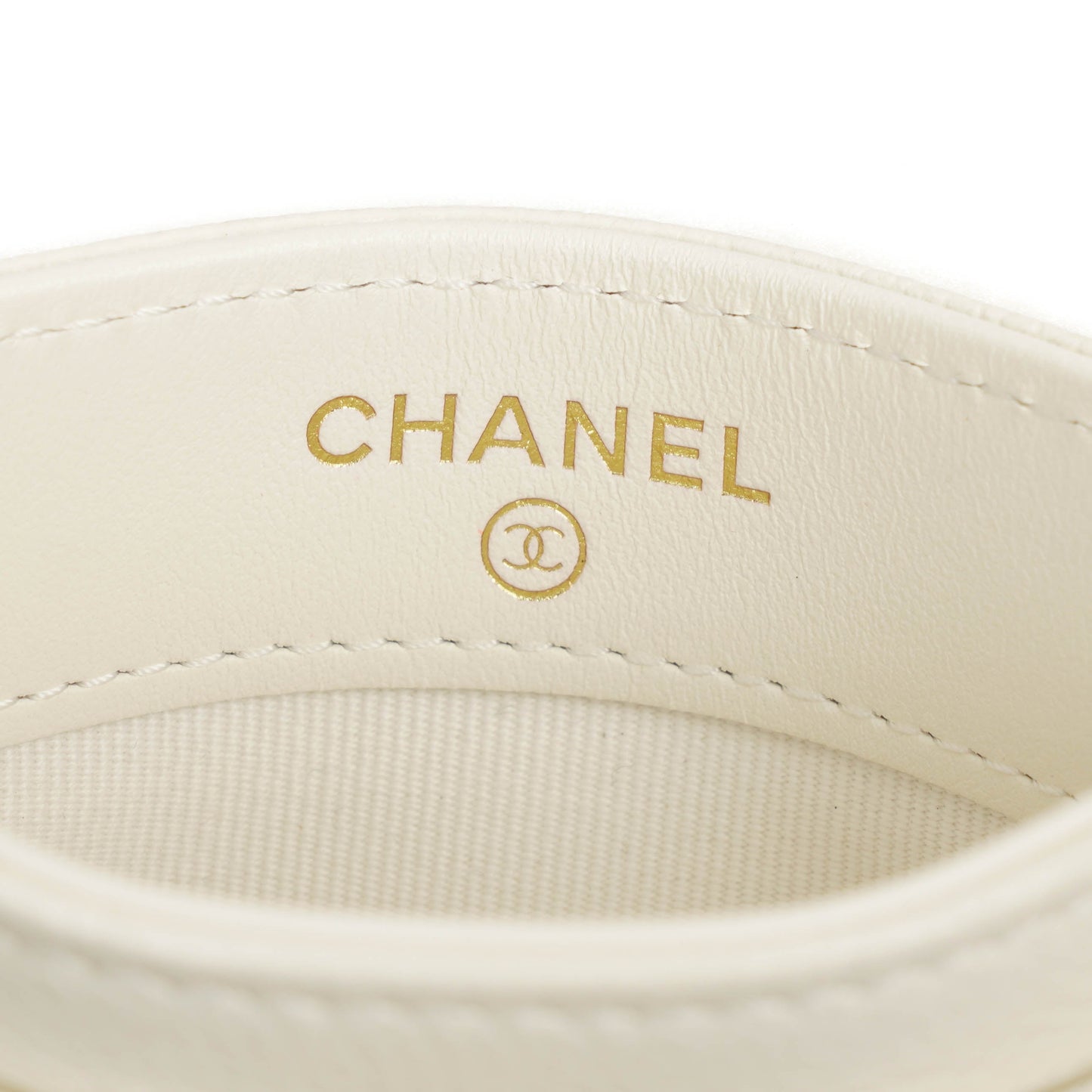 Chanel Boy White Caviar Quilted Card Holder