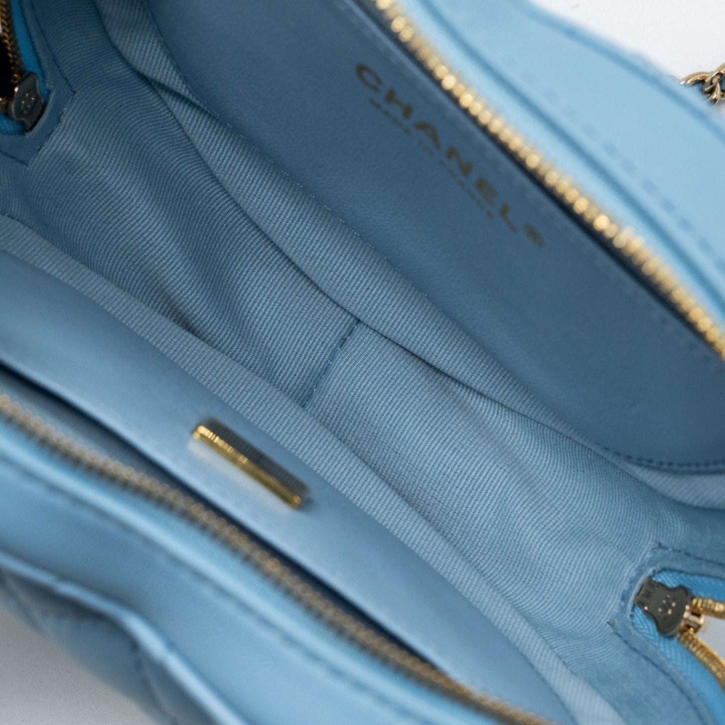 Chanel Heart Bag Lambskin Light Blue L (microchip)