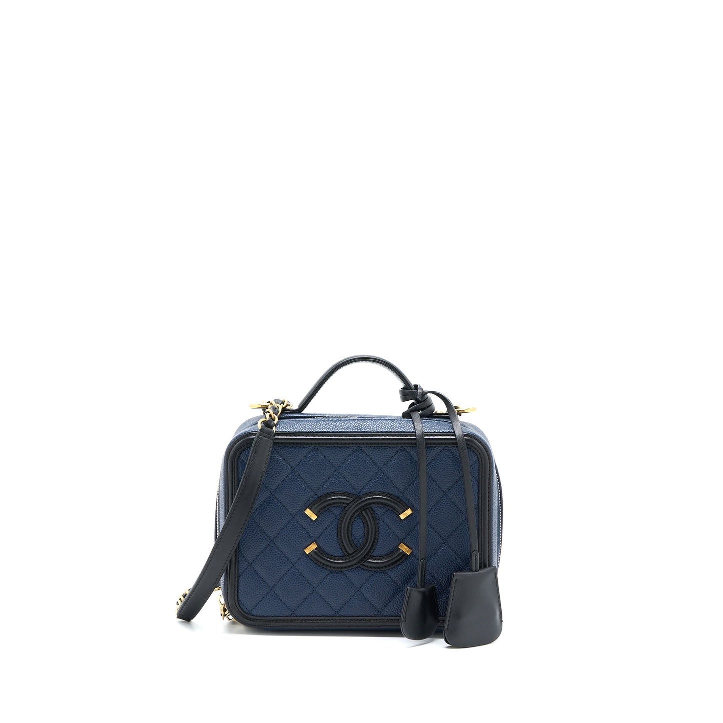 Chanel Medium Filigree Vanity Camera Bag Caviar Blue/Black