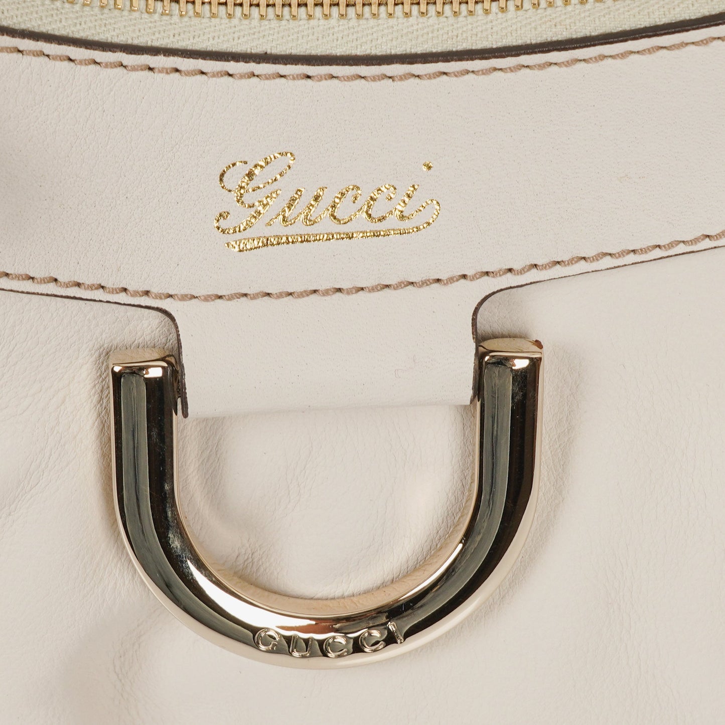 Gucci GG White Leather Abbey D-Ring Bag