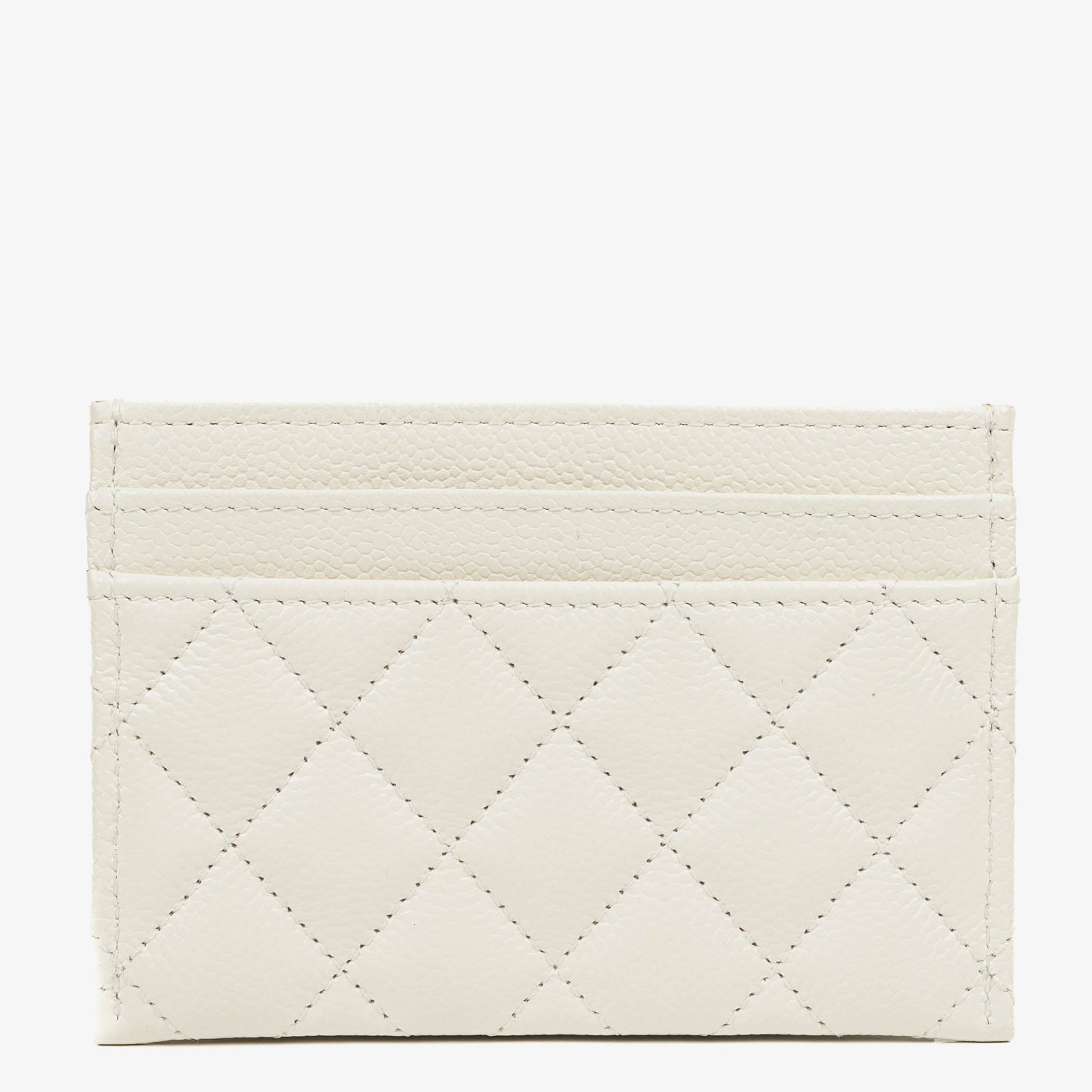 Chanel Boy White Caviar Quilted Card Holder