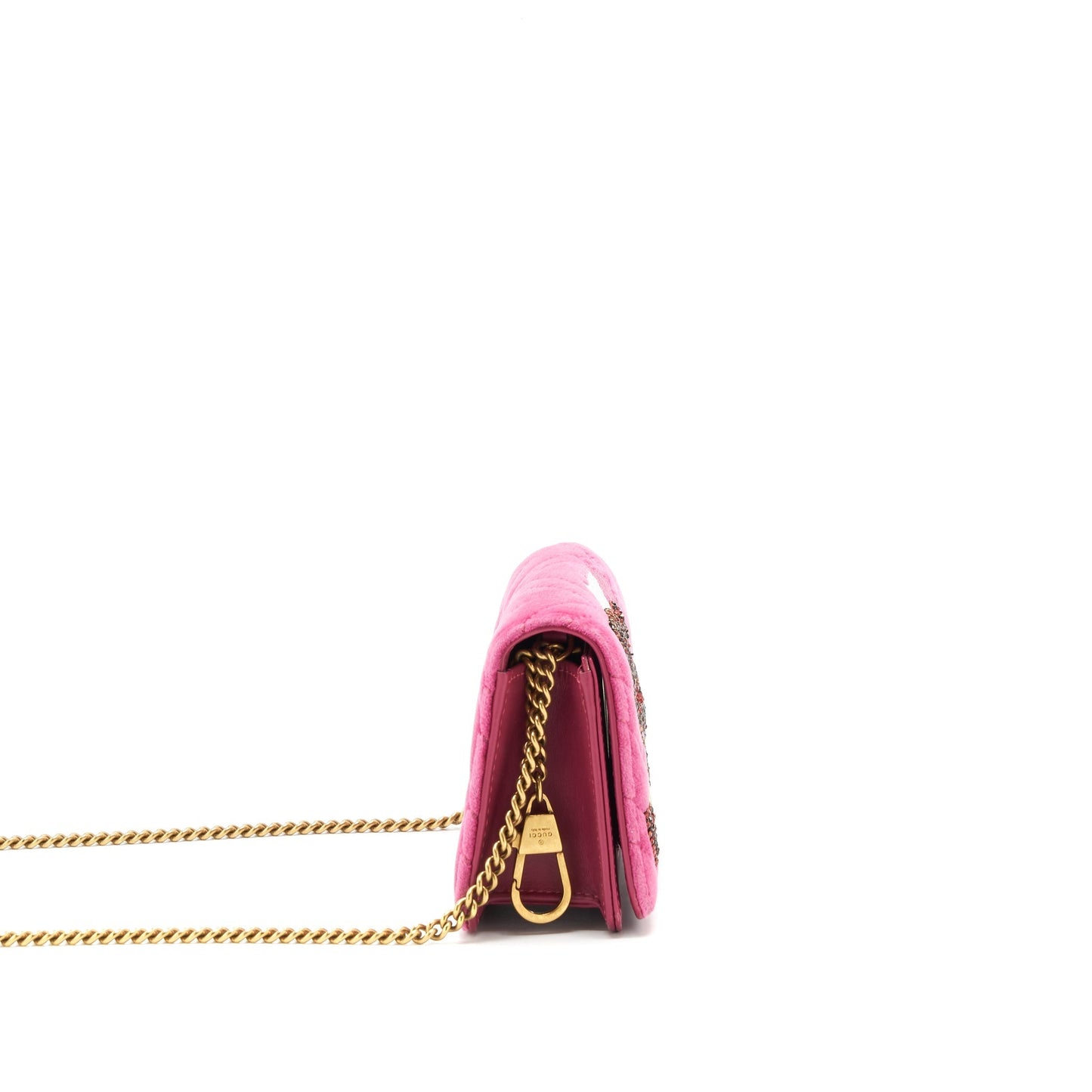 Gucci Velvet Wallet with chain pink  limited edition