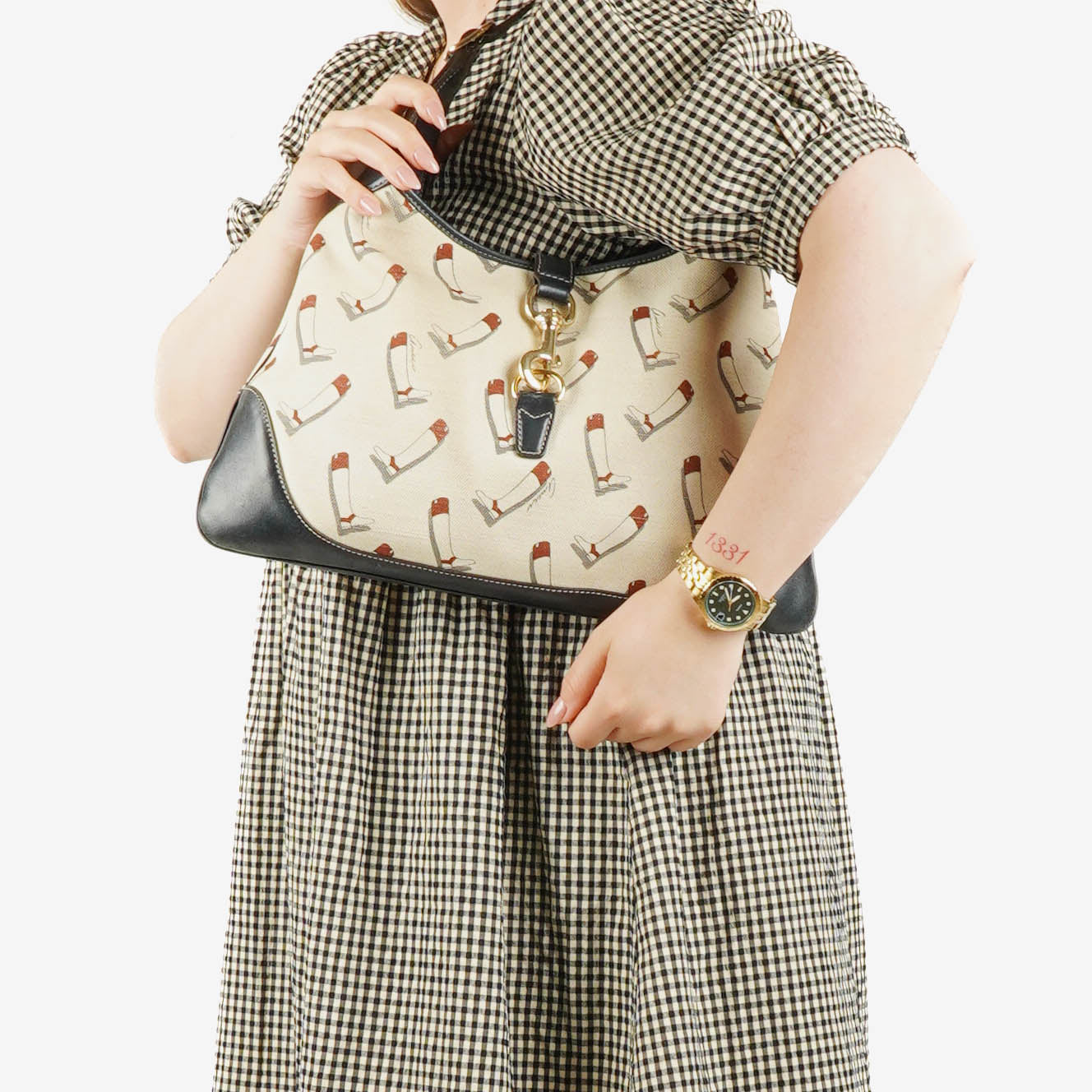 Gucci Canvas Boot Print Medium Jackie Hobo Bag
