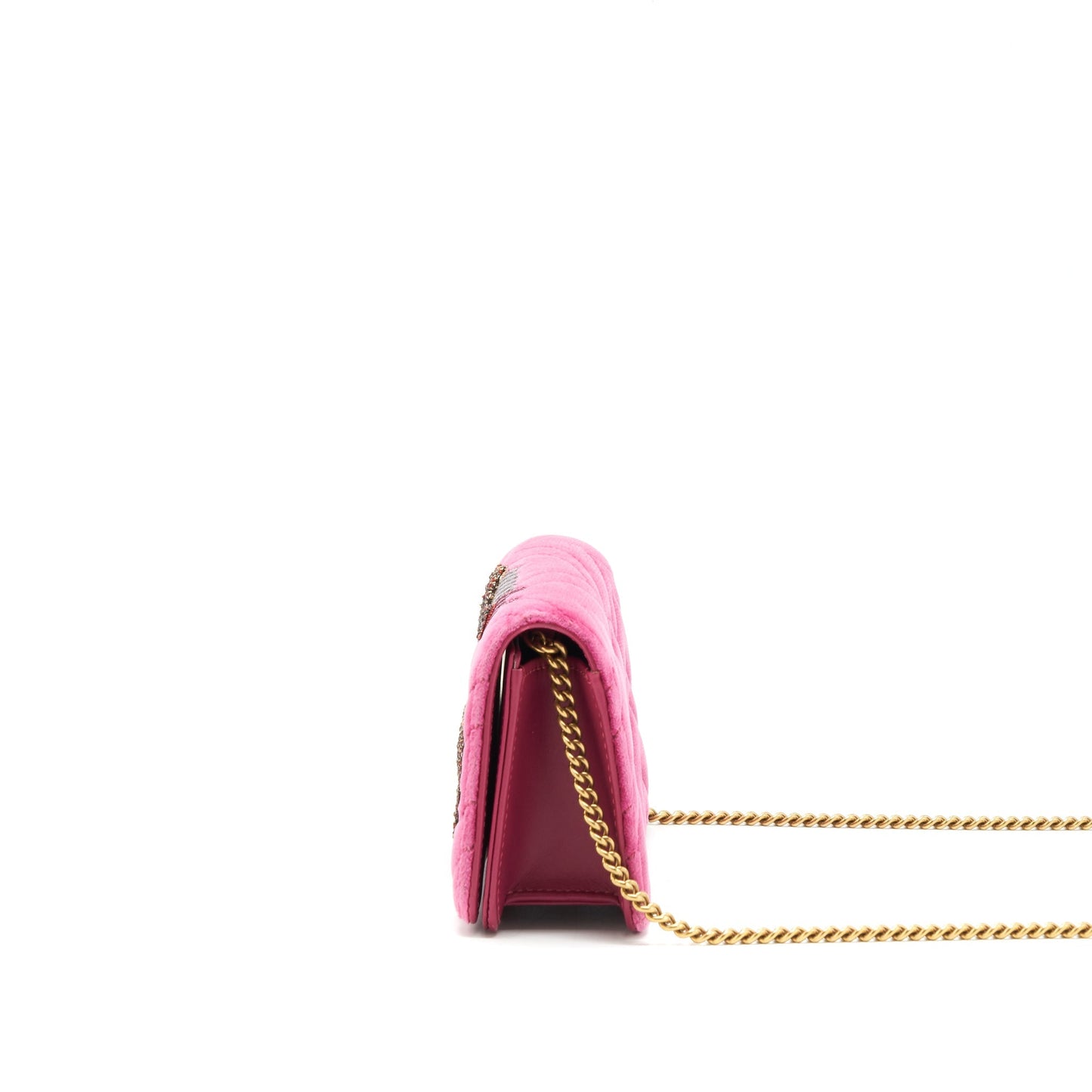 Gucci Velvet Wallet with chain pink  limited edition