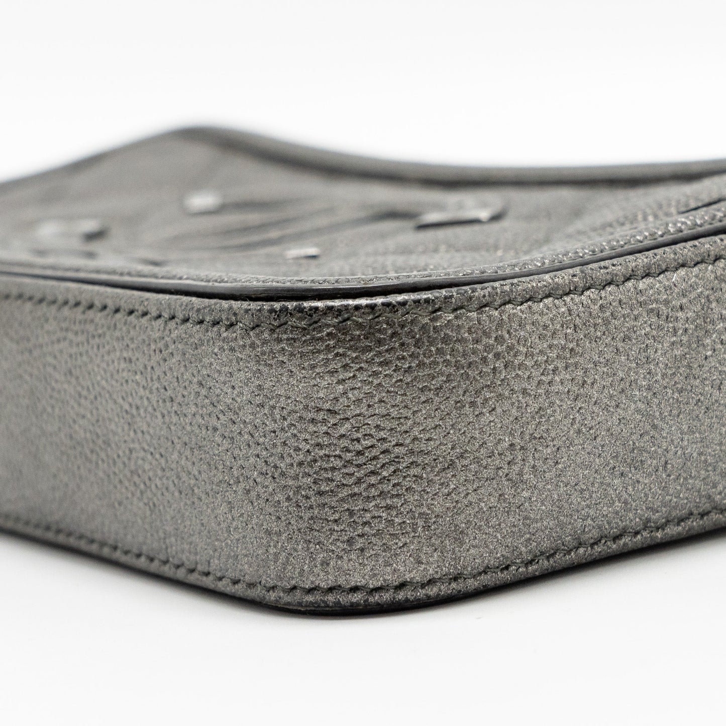 Chanel CC Filigree Double Zip Clutch with Chain Caviar Grey