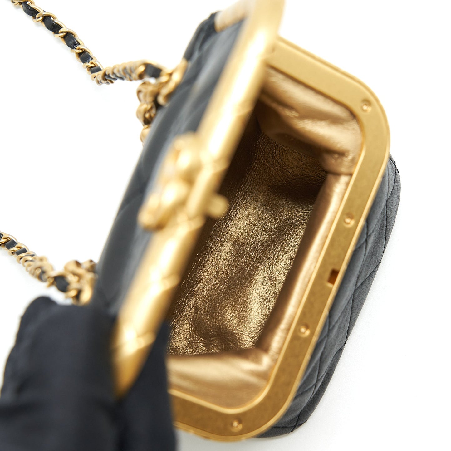 Chanel 20A Kiss-Lock Mini Vanity Flap Bag Calfskin Black