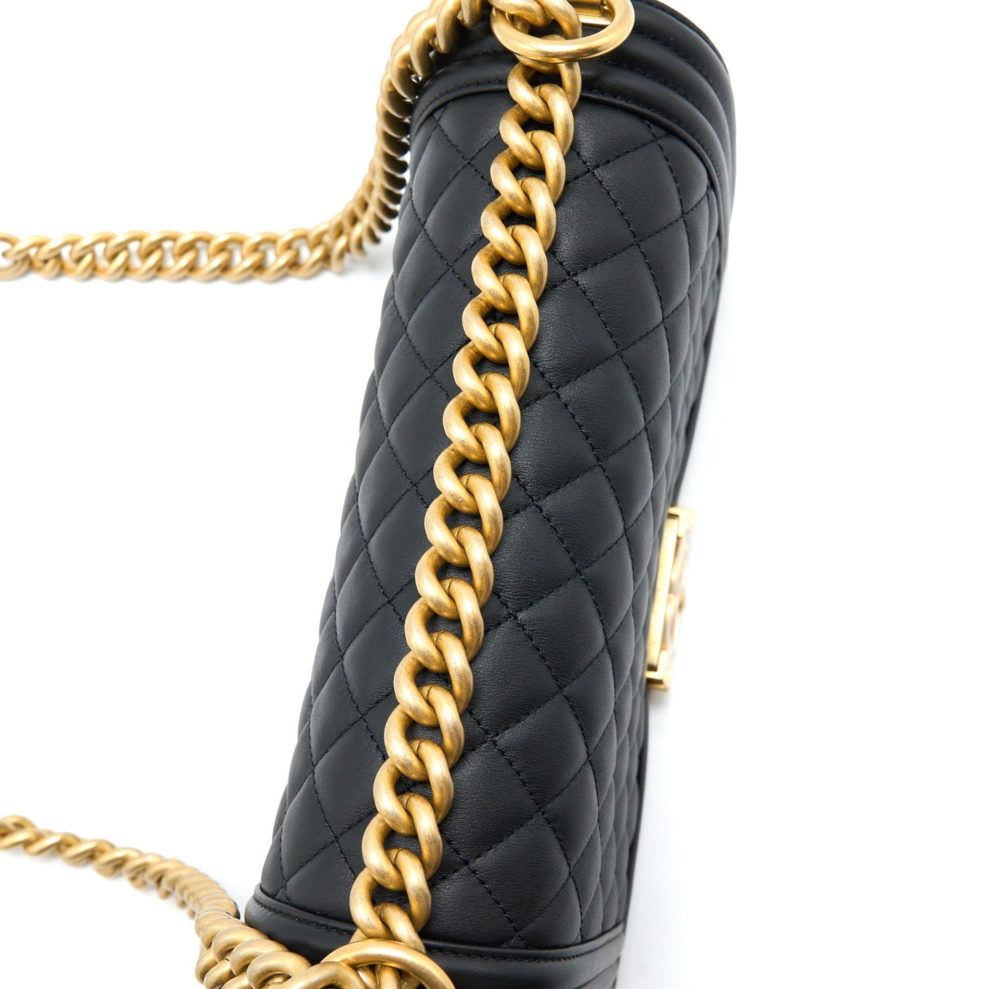 Chanel Medium Boy Bag Calfskin Black  (Microchip)