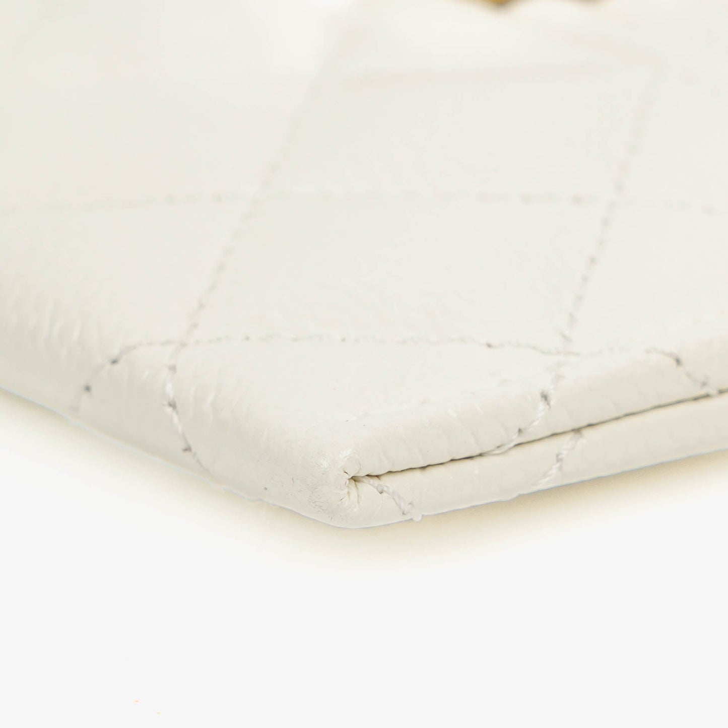 Chanel Boy White Caviar Quilted Card Holder