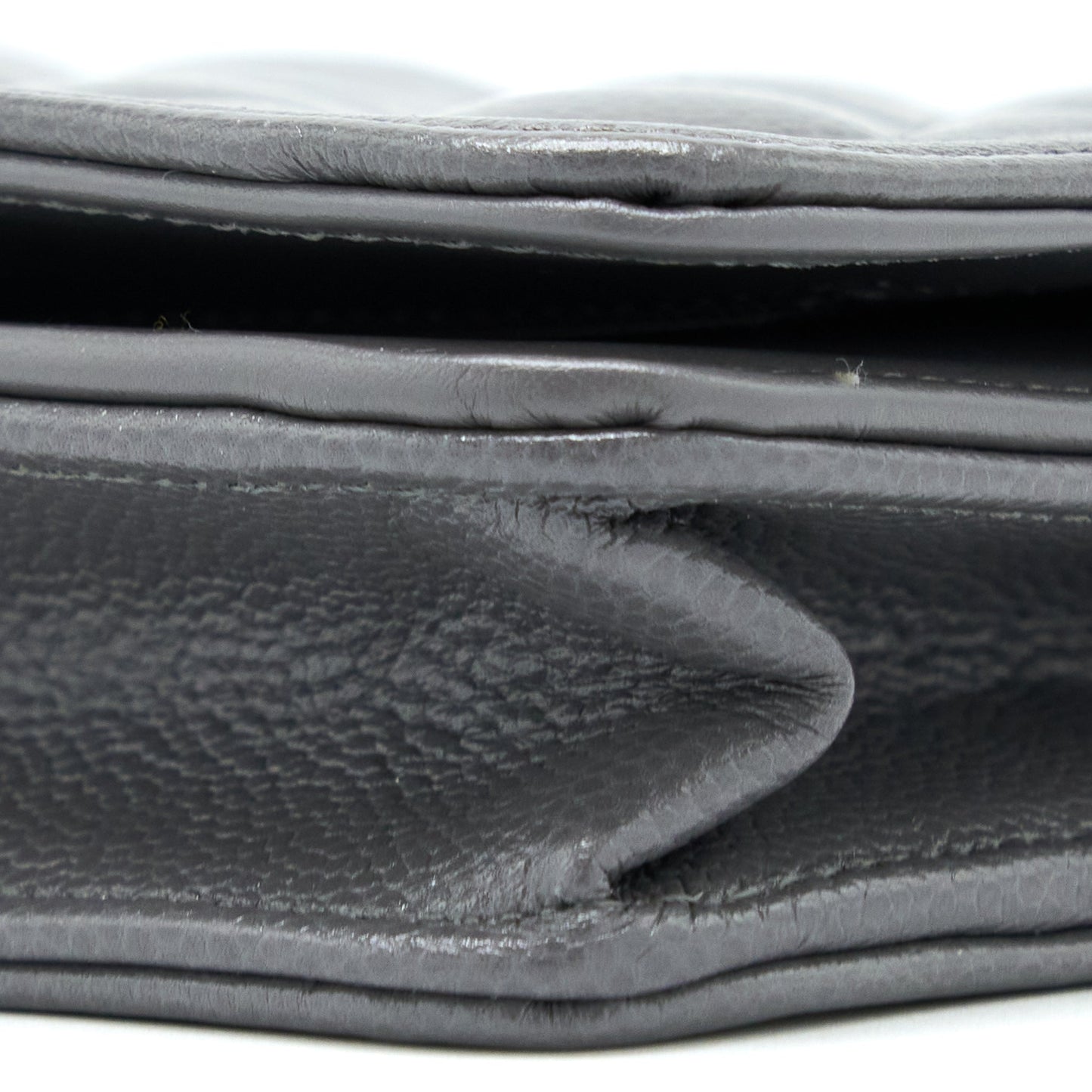 Chanel 22A Boy Wallet On Chain Grained Calfskin Dark Grey Brushed  (Microchip)