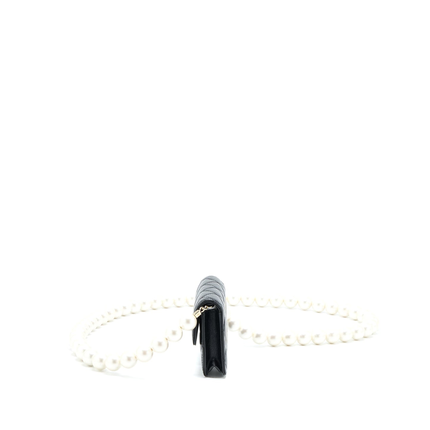 Chanel Mini Flap Bag with Giant Pearl Chain Lambskin Black L