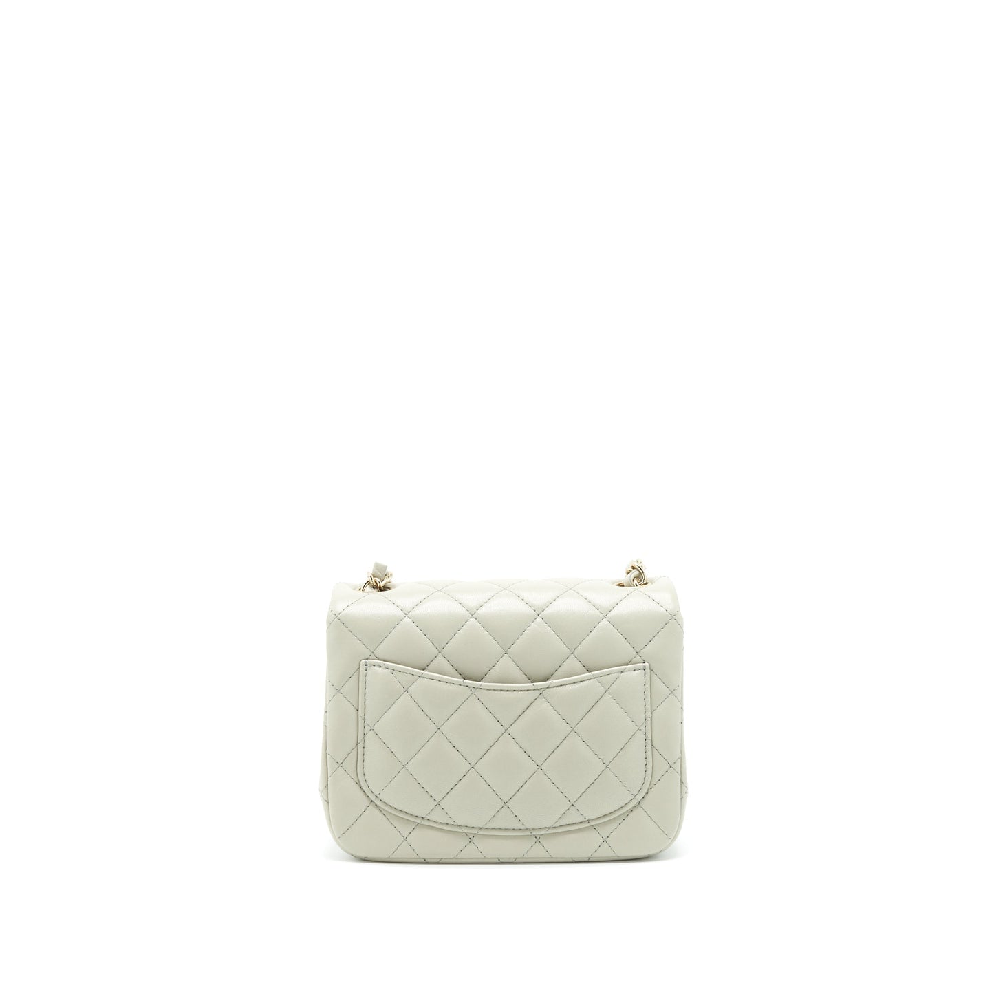 Chanel 22C Mini Square Flap Bag Lambskin Light Grey L