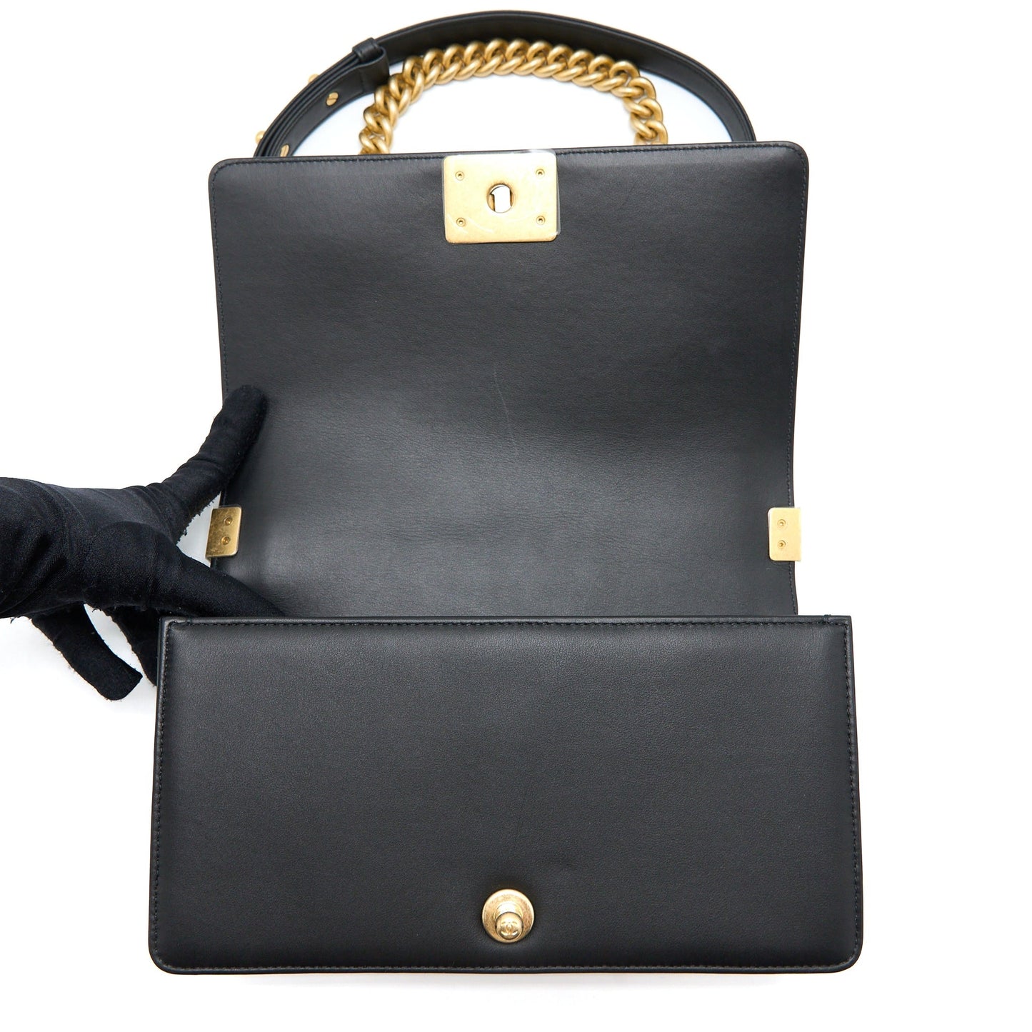 Chanel Medium Boy Bag Calfskin Black  (Microchip)
