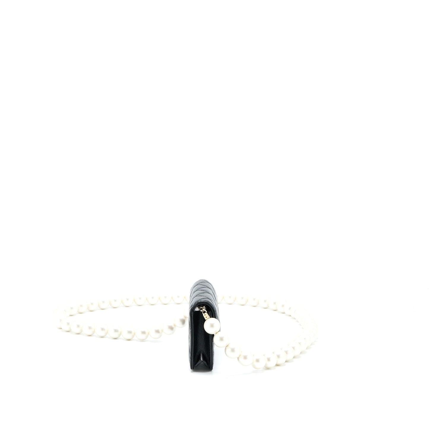 Chanel Mini Flap Bag with Giant Pearl Chain Lambskin Black L