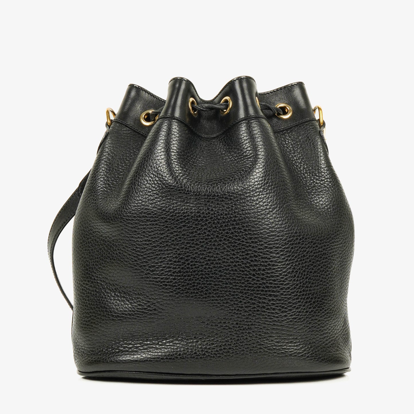Gucci Interlocking Black Leather Bucket Bag