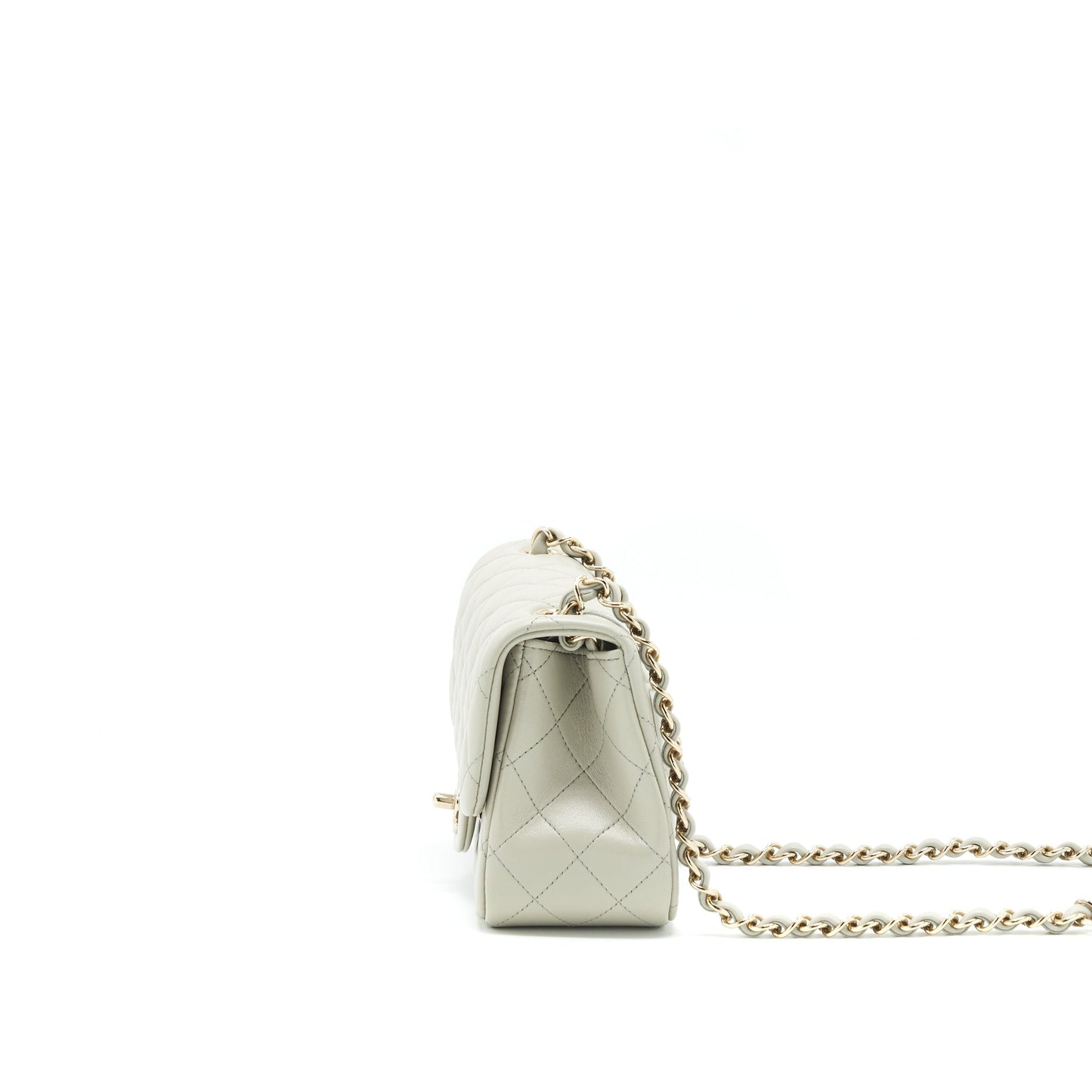 Chanel 22C Mini Square Flap Bag Lambskin Light Grey L