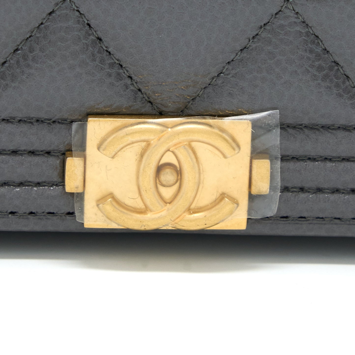 Chanel 22A Boy Wallet On Chain Grained Calfskin Dark Grey Brushed  (Microchip)