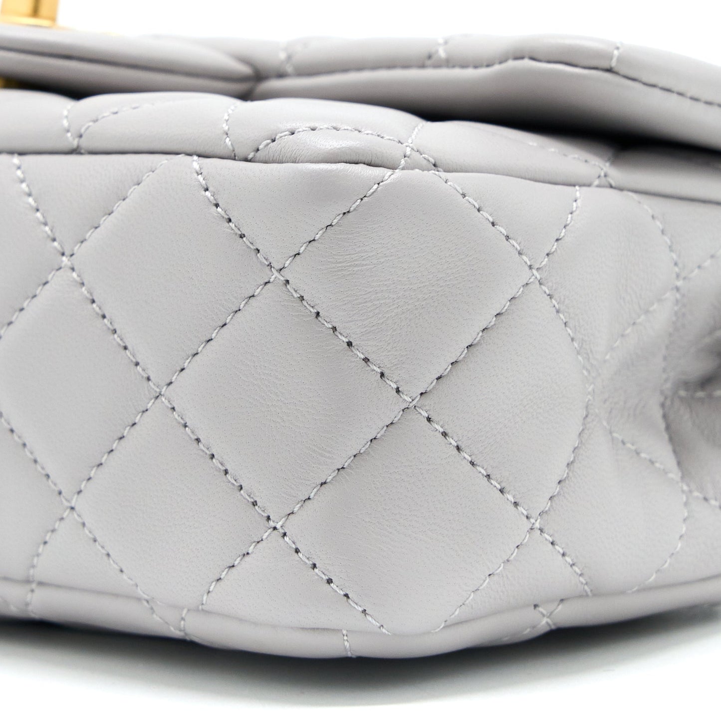Chanel 22B Pearl Crush Mini Rectangular Flap Bag Lambskin Light Grey (Microchip)