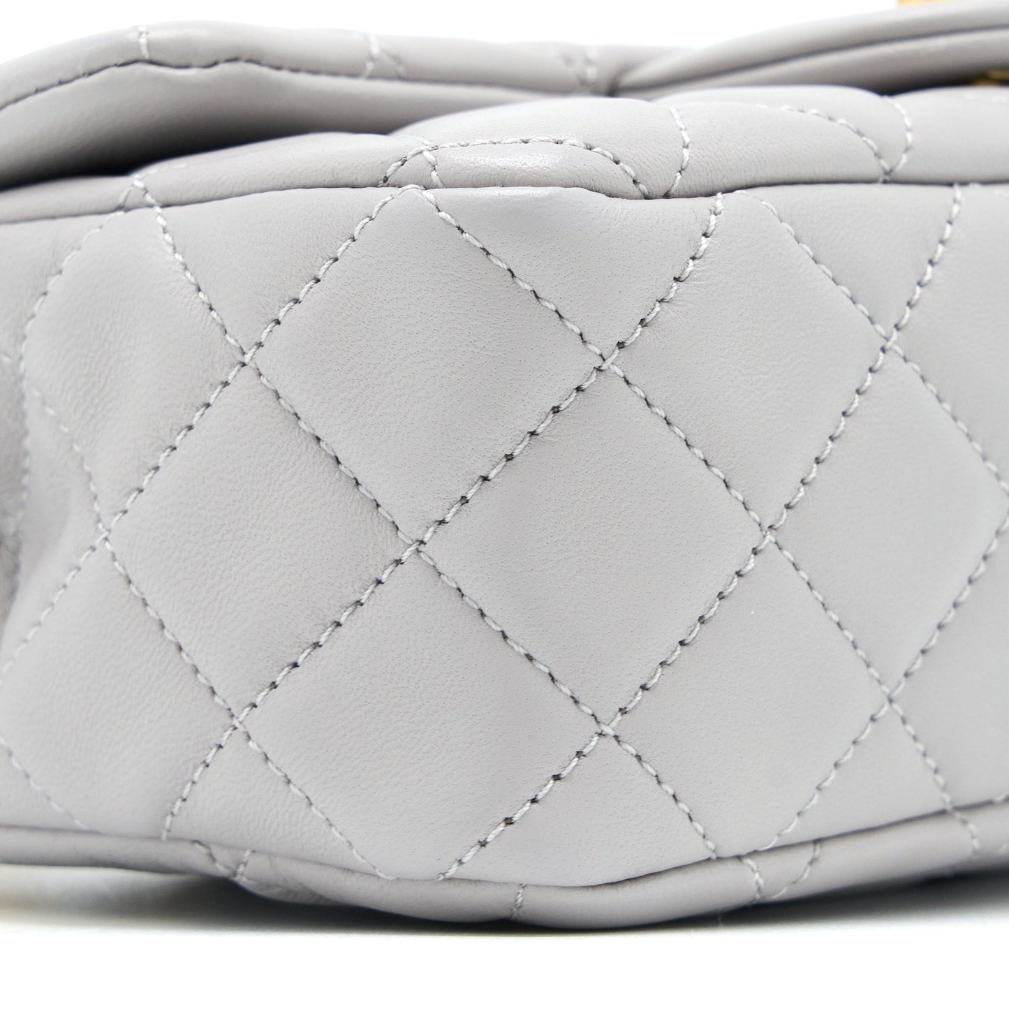 Chanel 22B Pearl Crush Mini Rectangular Flap Bag Lambskin Light Grey (Microchip)