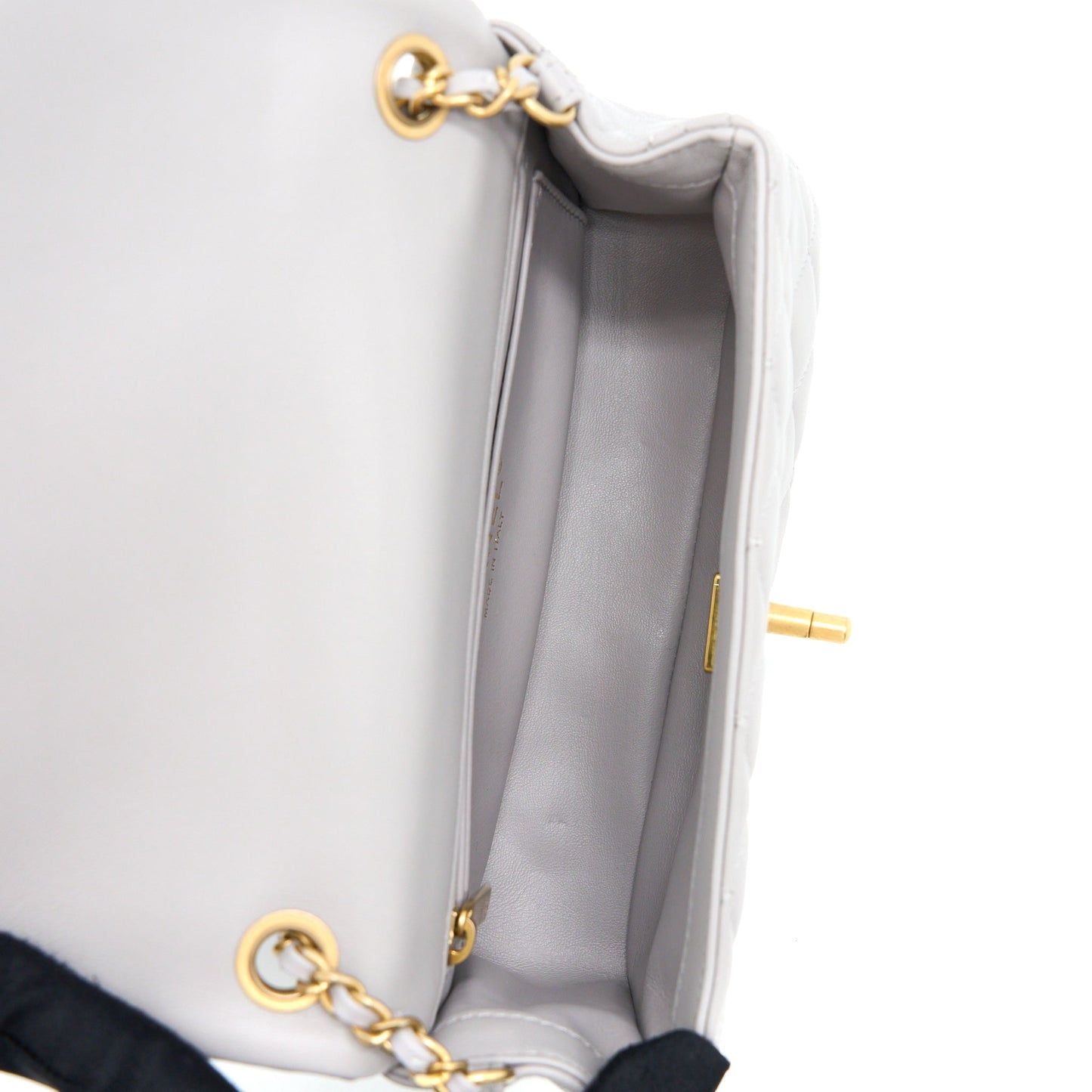 Chanel 22B Pearl Crush Mini Rectangular Flap Bag Lambskin Light Grey (Microchip)
