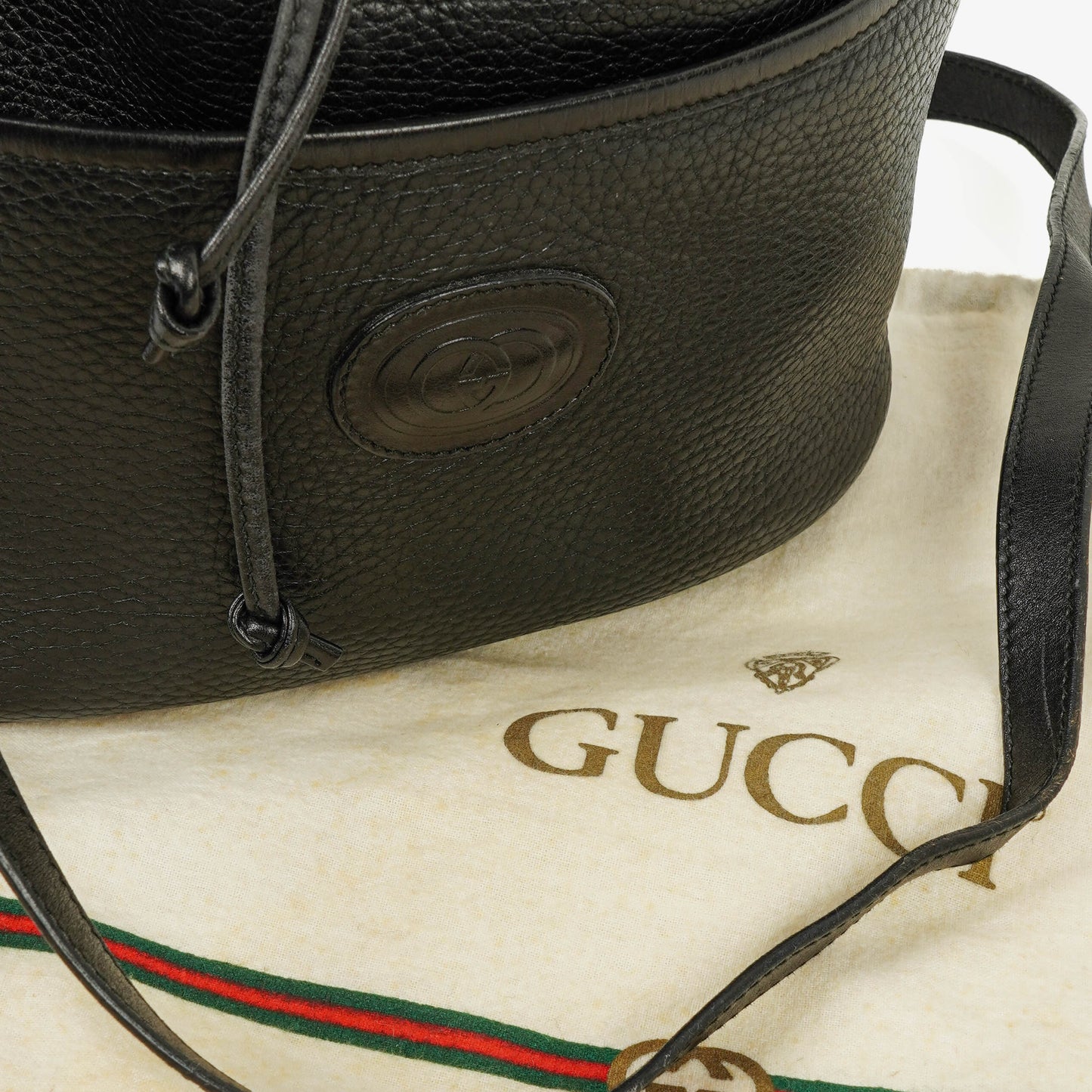 Gucci Interlocking Black Leather Bucket Bag