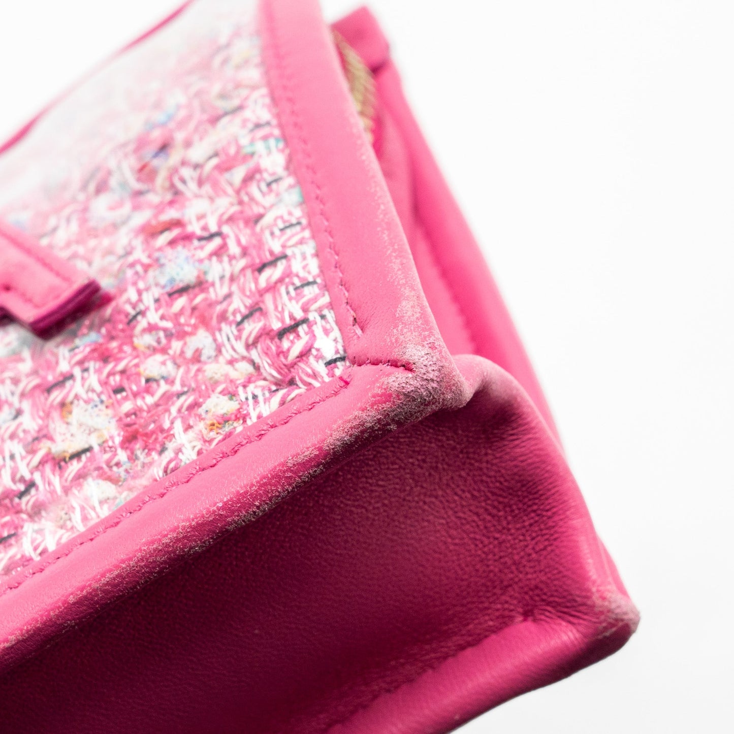 Chanel 19S Logo Pouch Tweed/PVC Pink