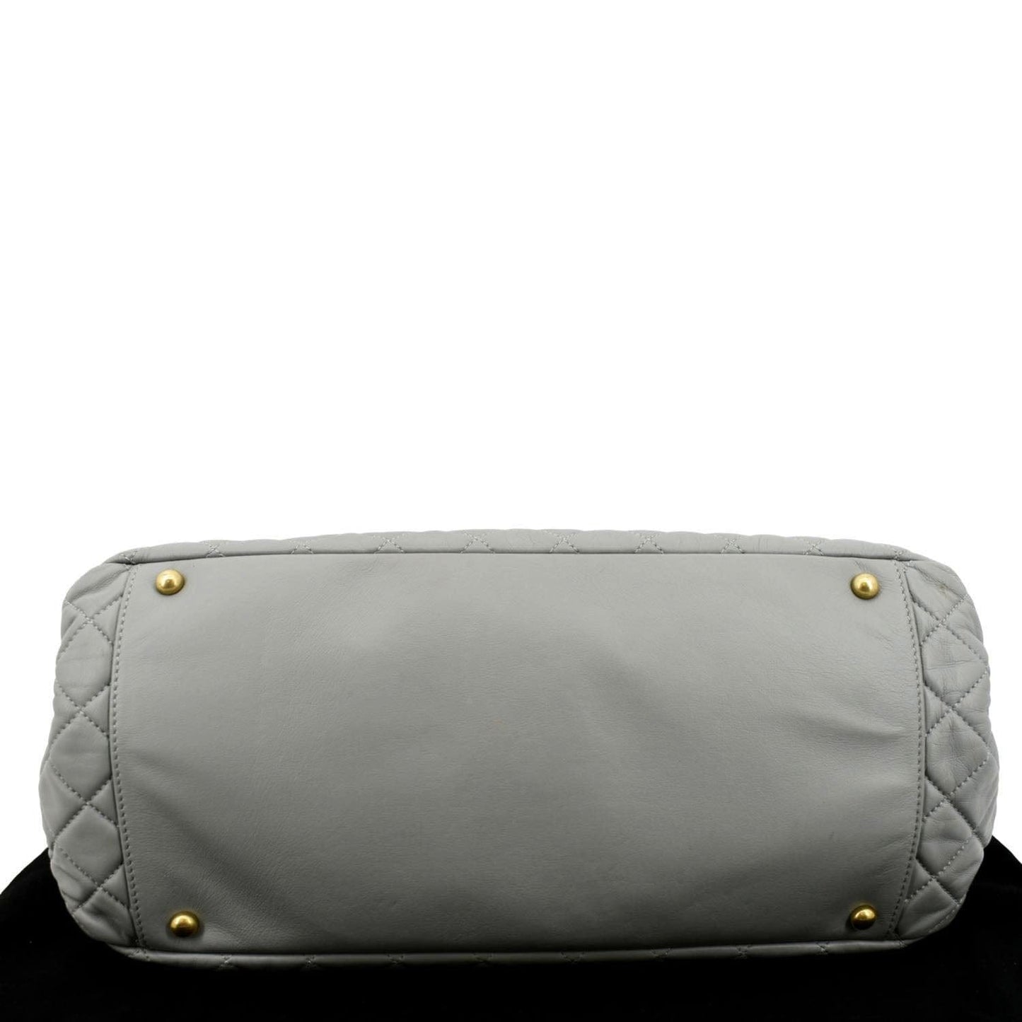 CHANEL East West Accordion Flap Quilted Calfskin Leather Shoulder Bag Grey