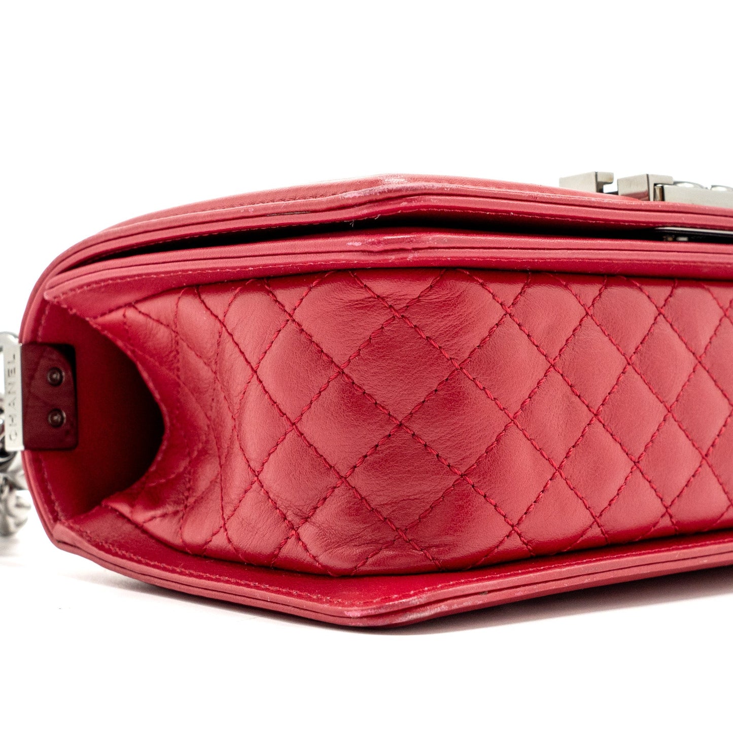 Chanel small boy bag calfskin red
