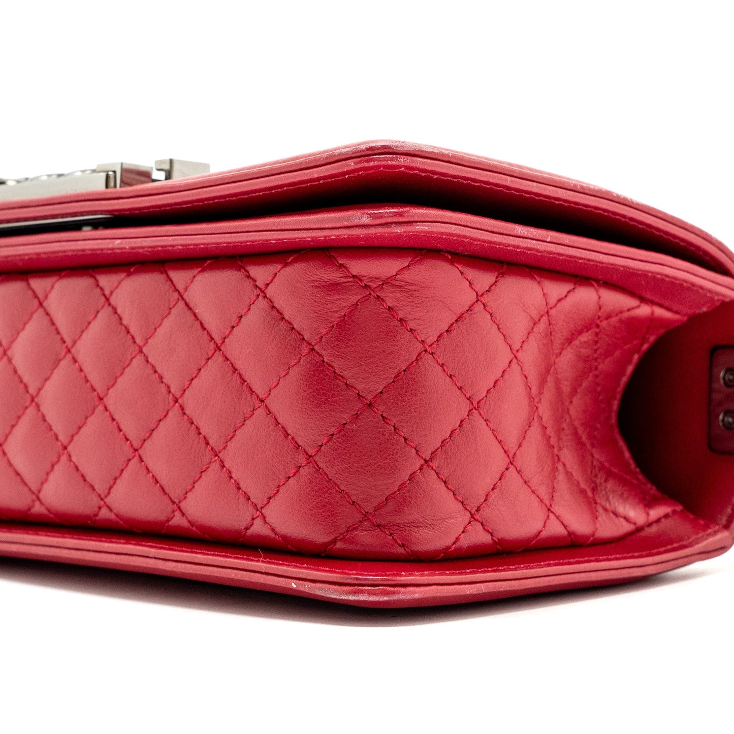 Chanel small boy bag calfskin red