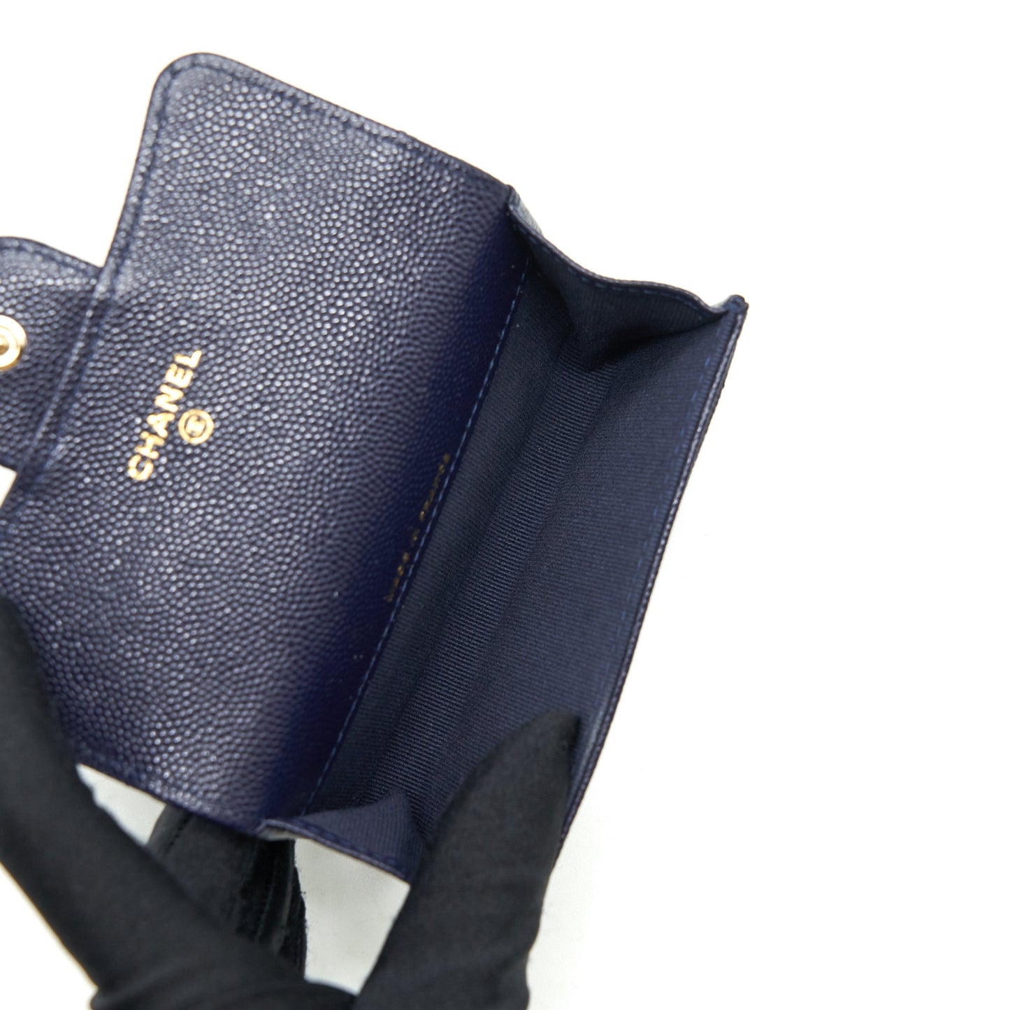 Chanel Classic Flap Card holder Caviar Navy L