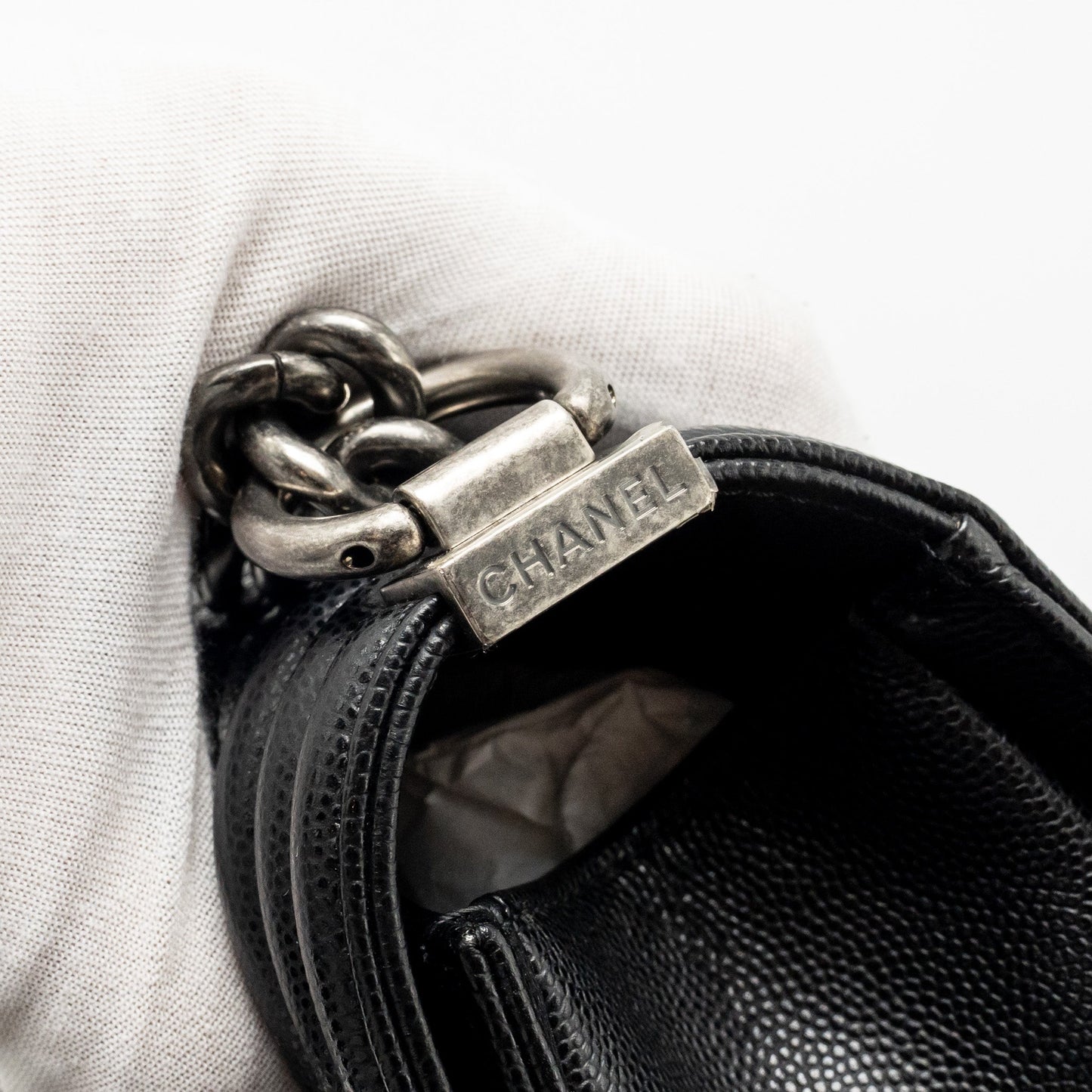 Chanel Medium Boy Bag Caviar Black  (Microchip)