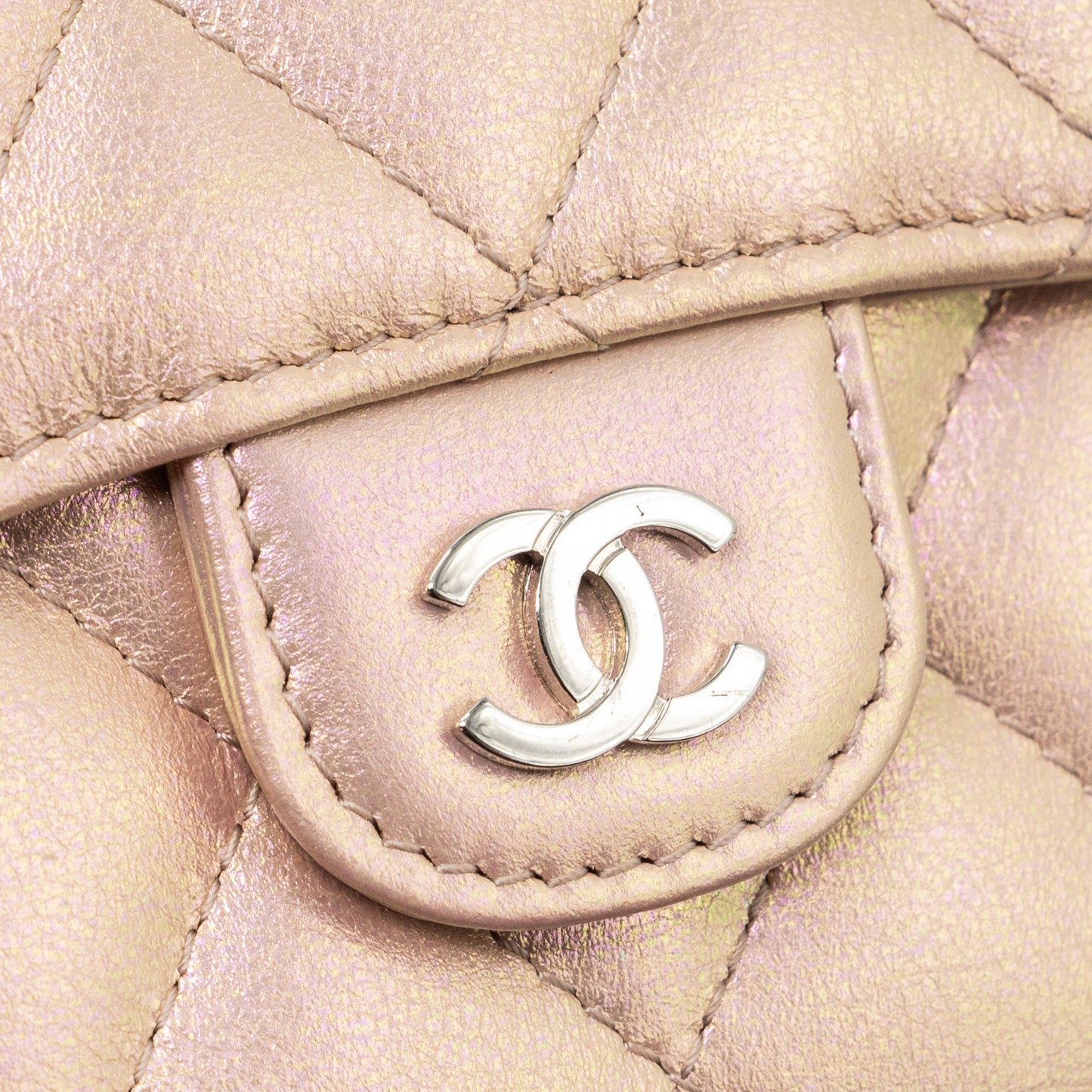 Chanel Classic Small Compact Wallet Calfskin Iridescent Pink