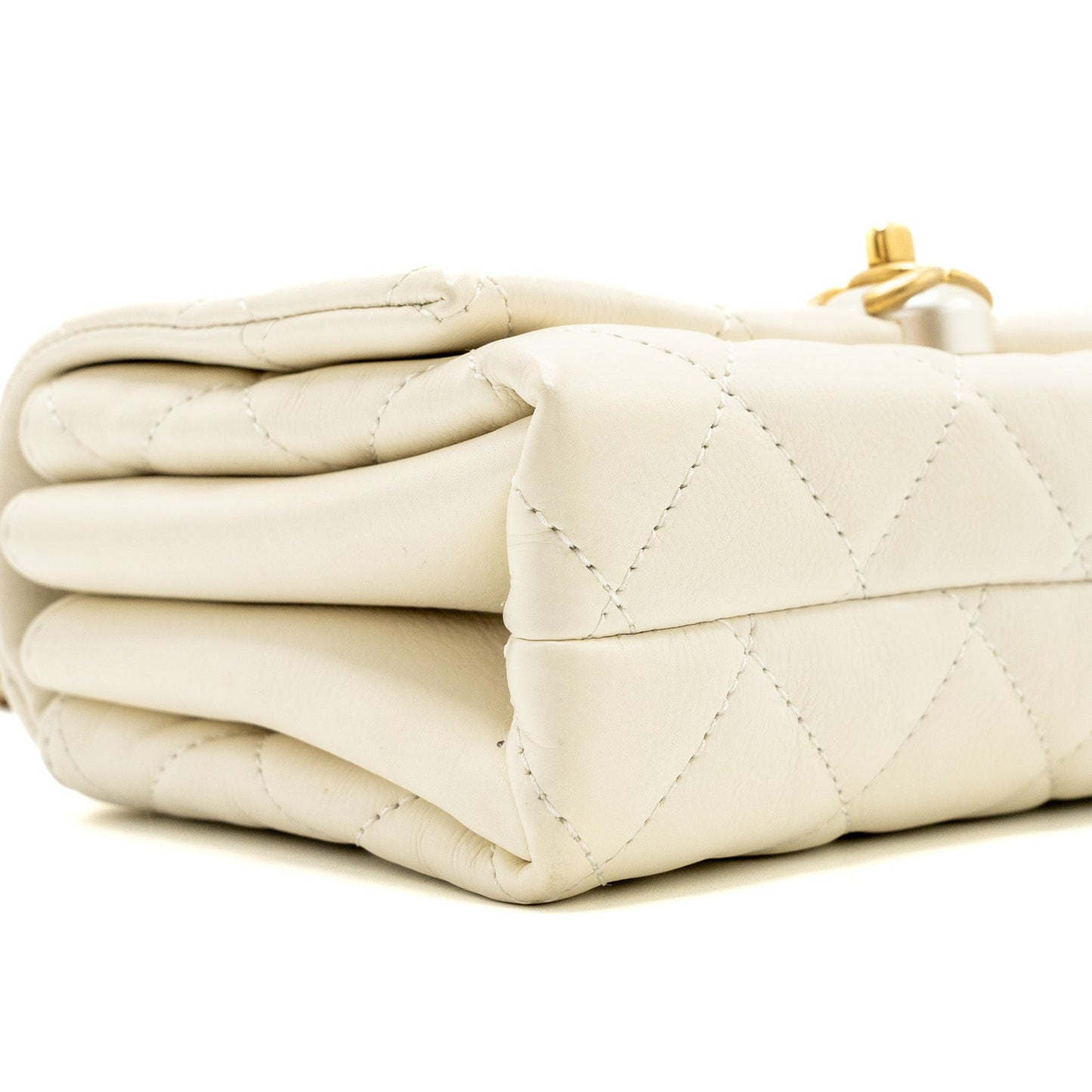 Chanel quilted mini flap bag Calfskin white