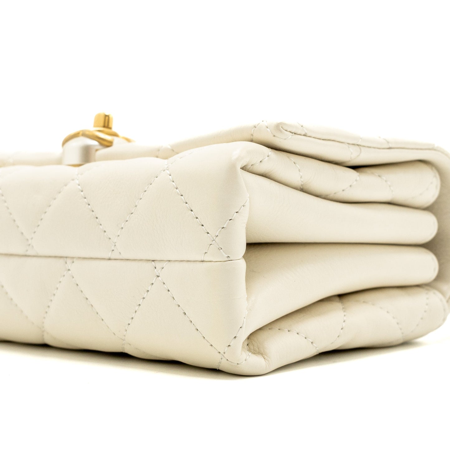 Chanel quilted mini flap bag Calfskin white