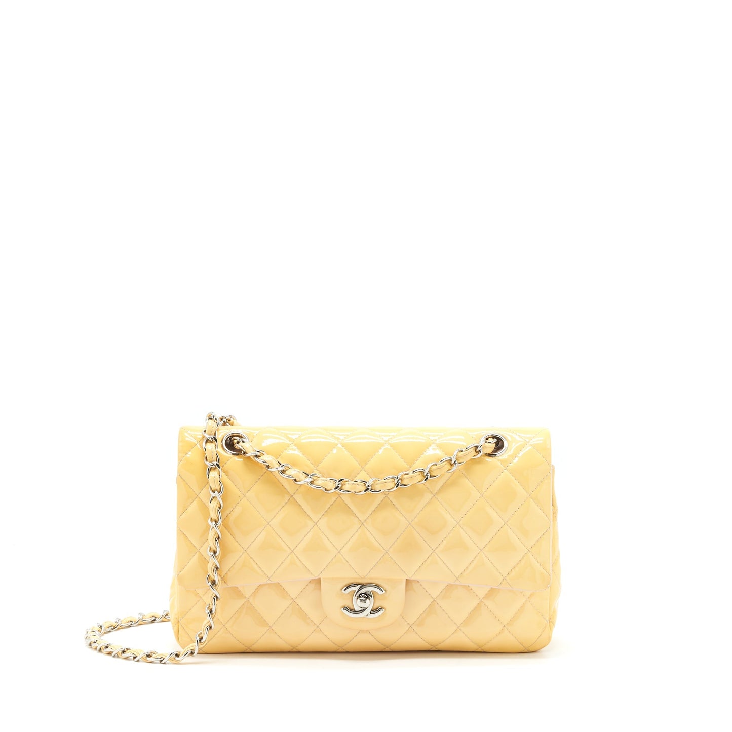 Chanel Medium Classic Double Flap Bag Yellow Patent