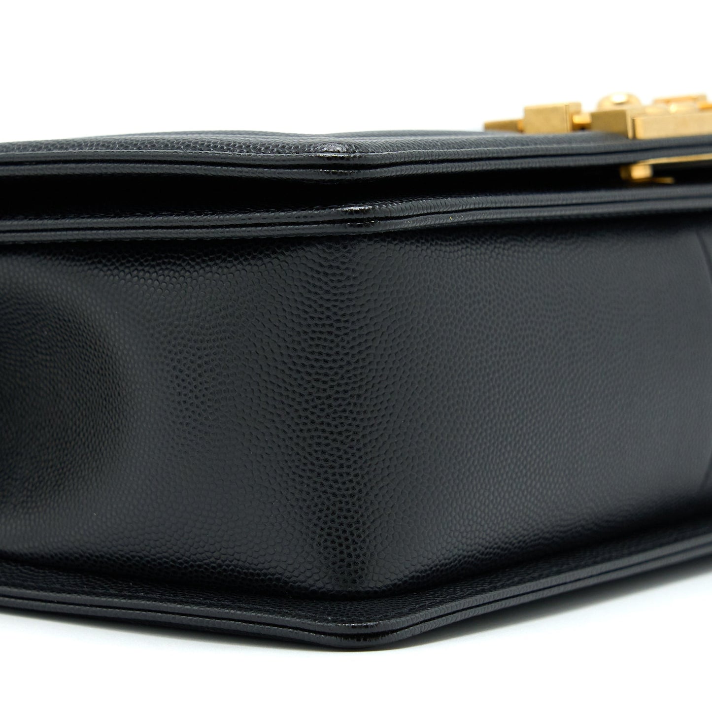 Chanel Medium Boy Caviar Black Brushed Gold Hardware