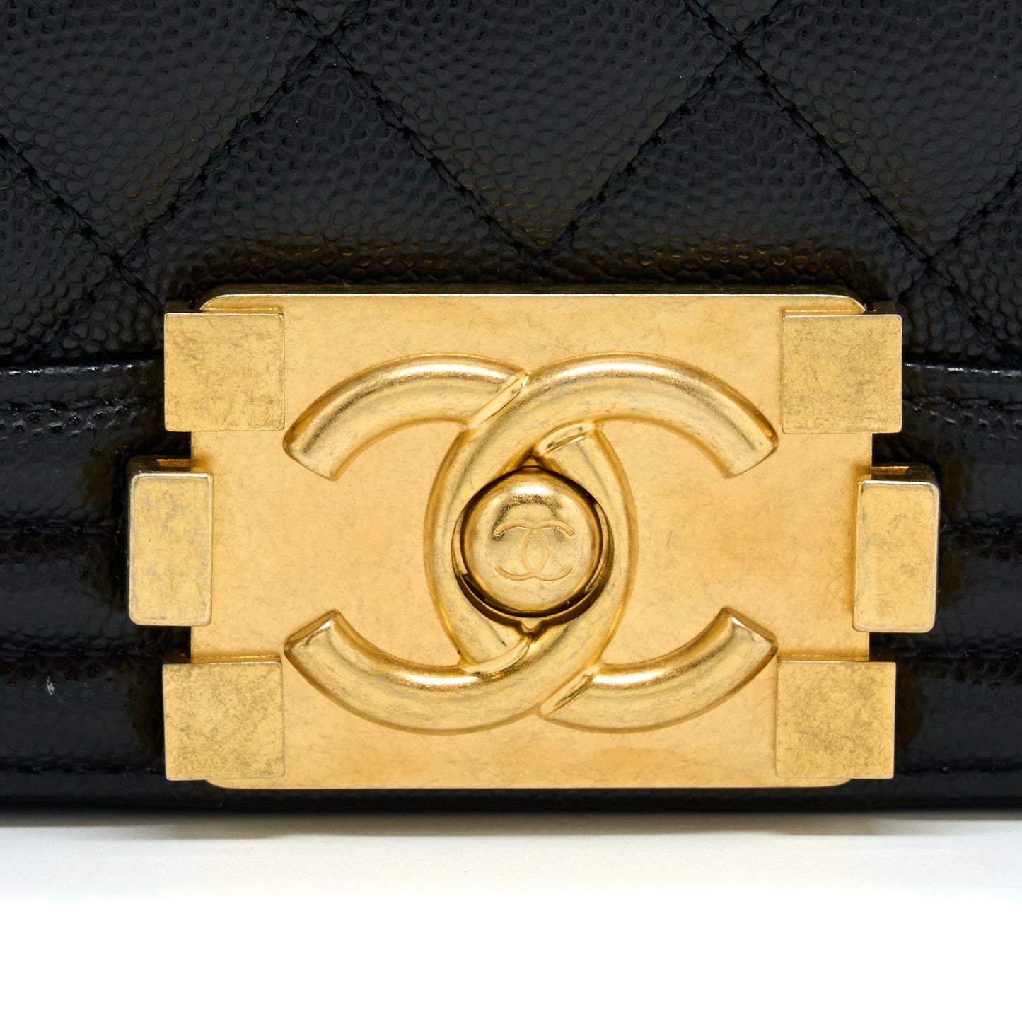Chanel Medium Boy Caviar Black Brushed Gold Hardware