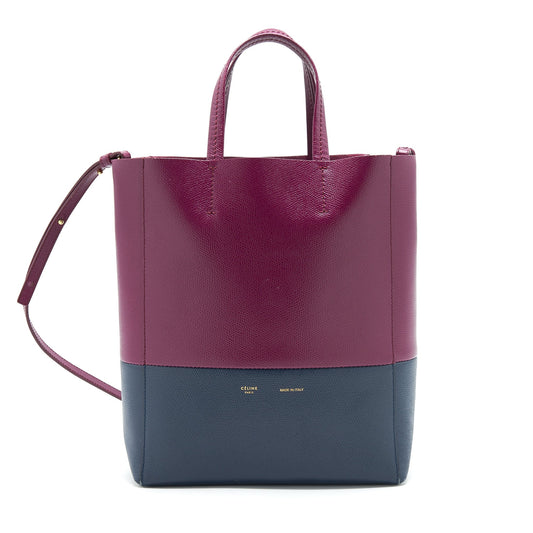 Celine Small Vertical Cabas Purse Plum/Steel blue